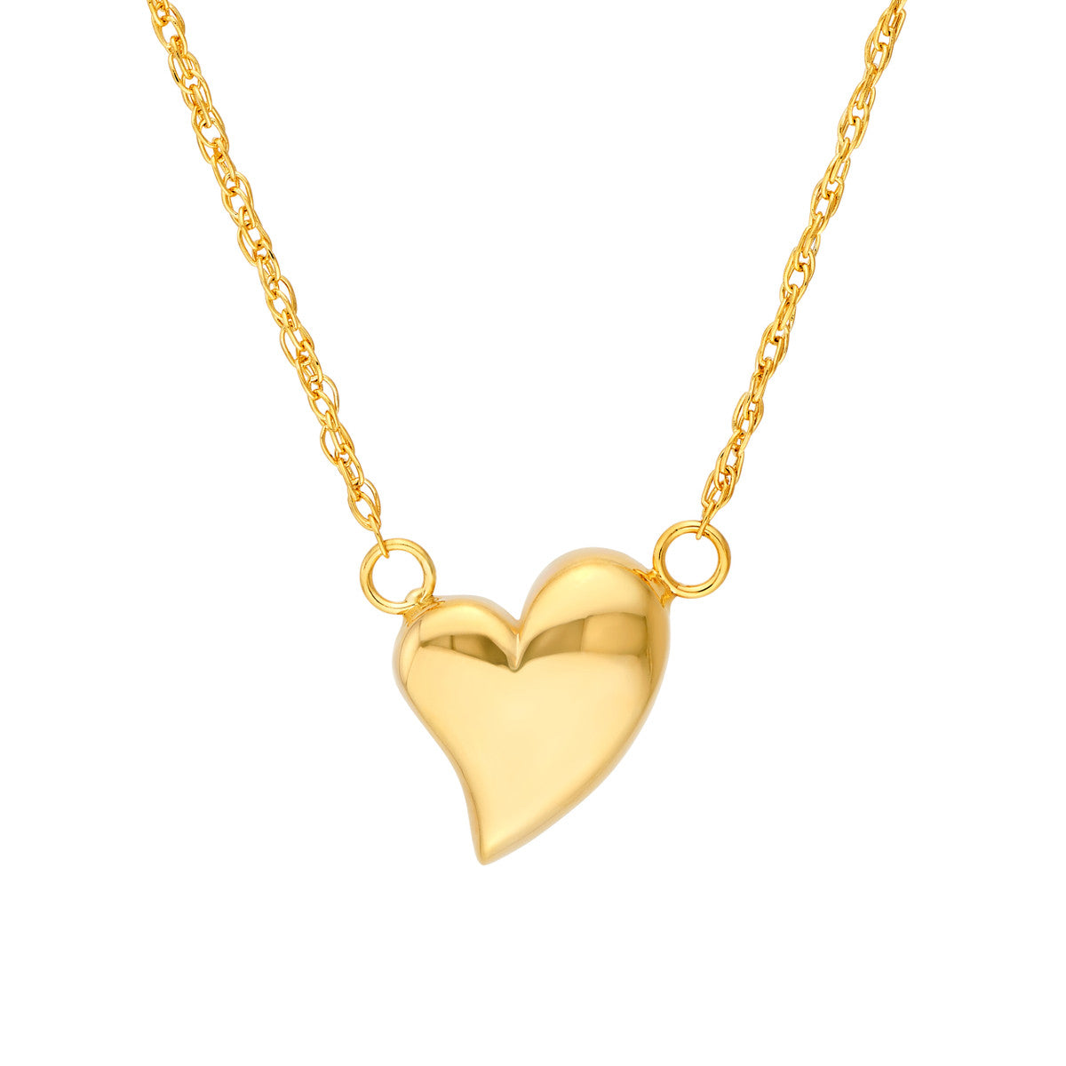 14K Yellow Gold Wavy Puff Heart Rope Necklace Birmingham Jewelry Necklace Birmingham Jewelry