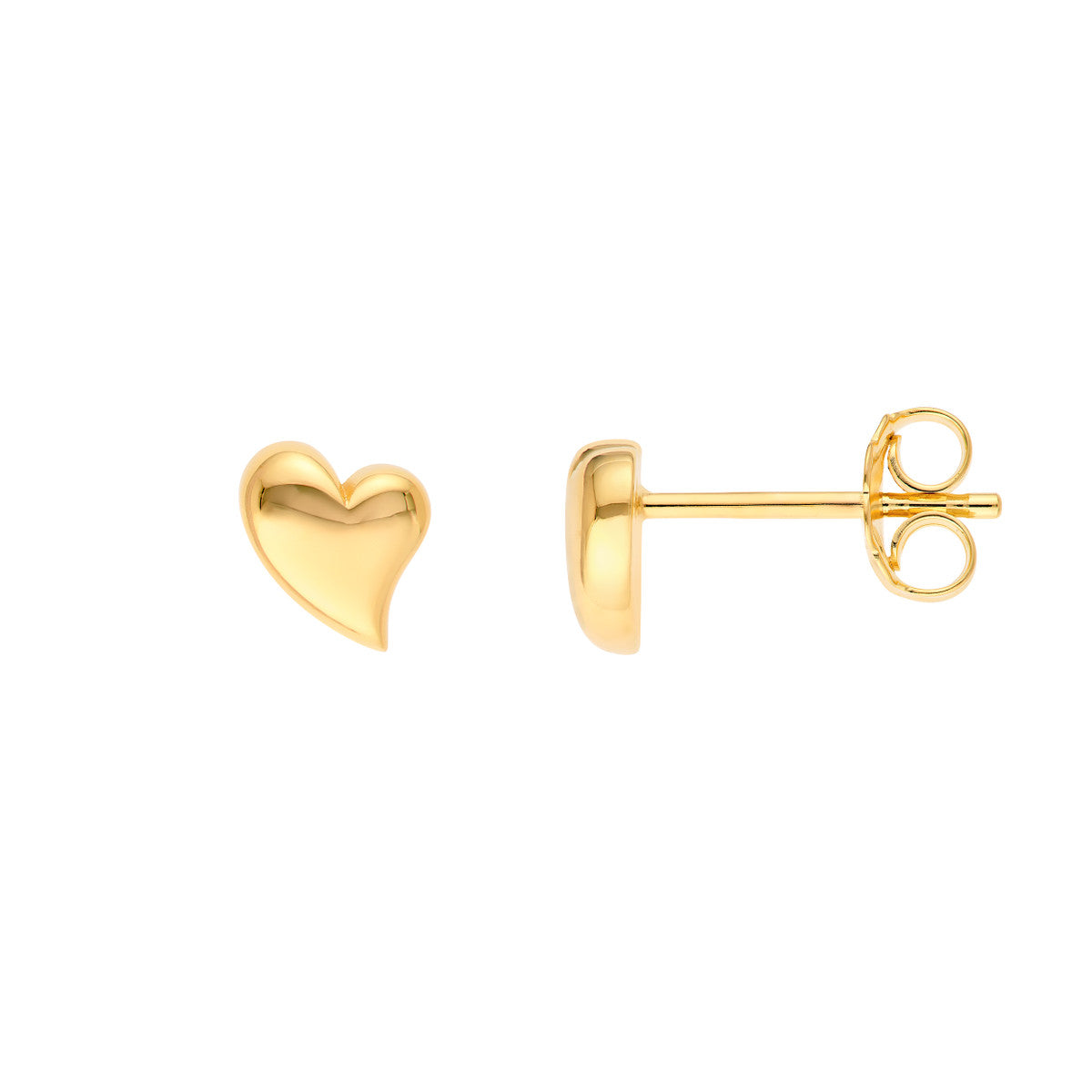 14K Yellow Gold Wavy Polished Large Heart Stud Earrings