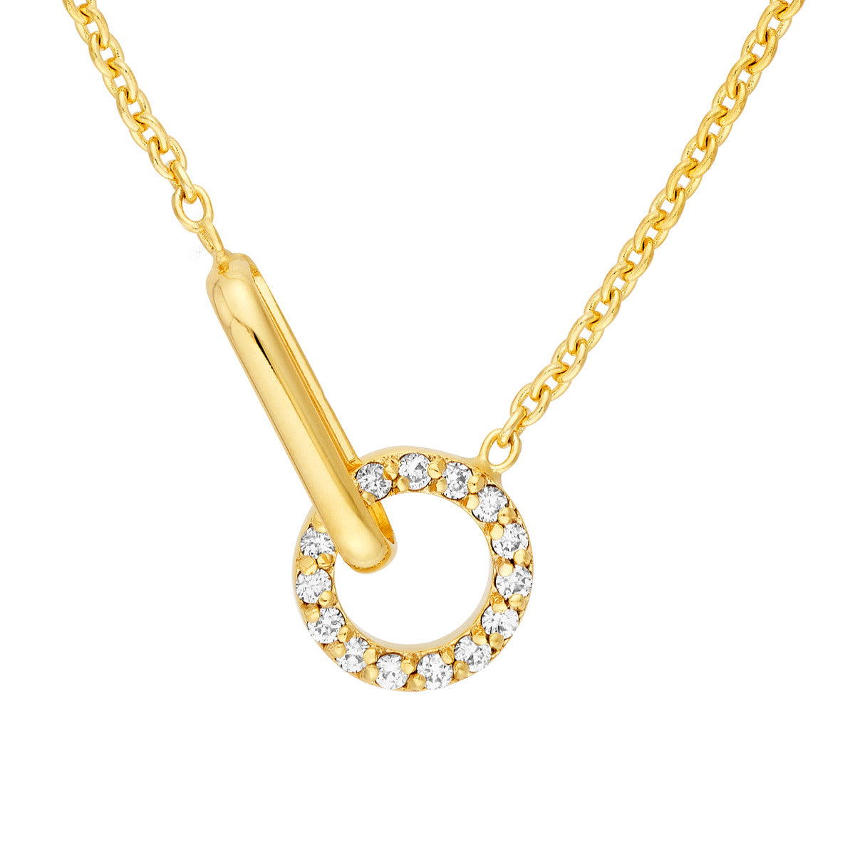 14K Yellow Gold 1/15tcw Diamond Round Link to Oval Necklace Birmingham Jewelry Necklace Birmingham Jewelry