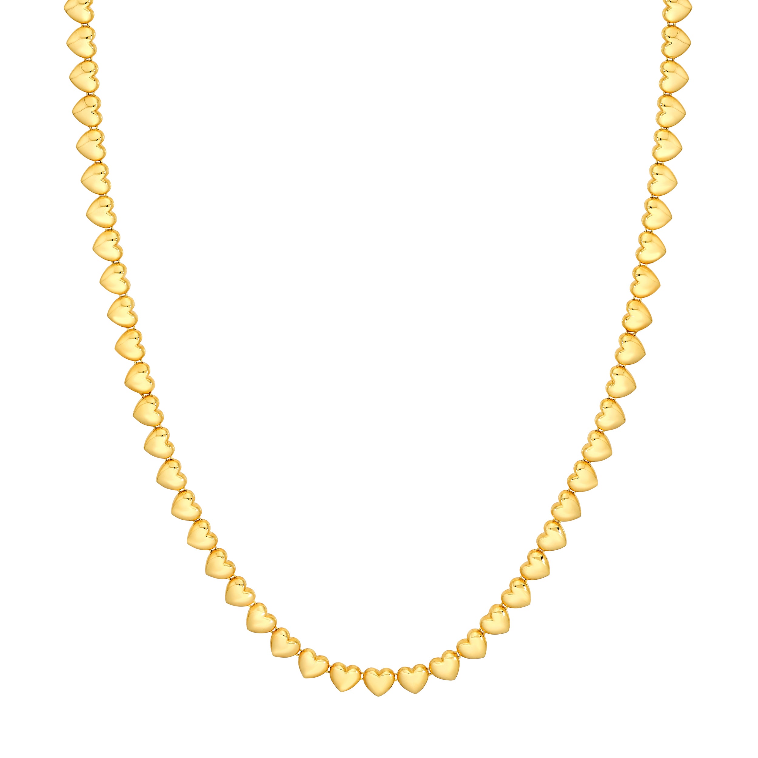 14K Yellow Gold Puffy Heart Link Birmingham Jewelry Necklace Birmingham Jewelry