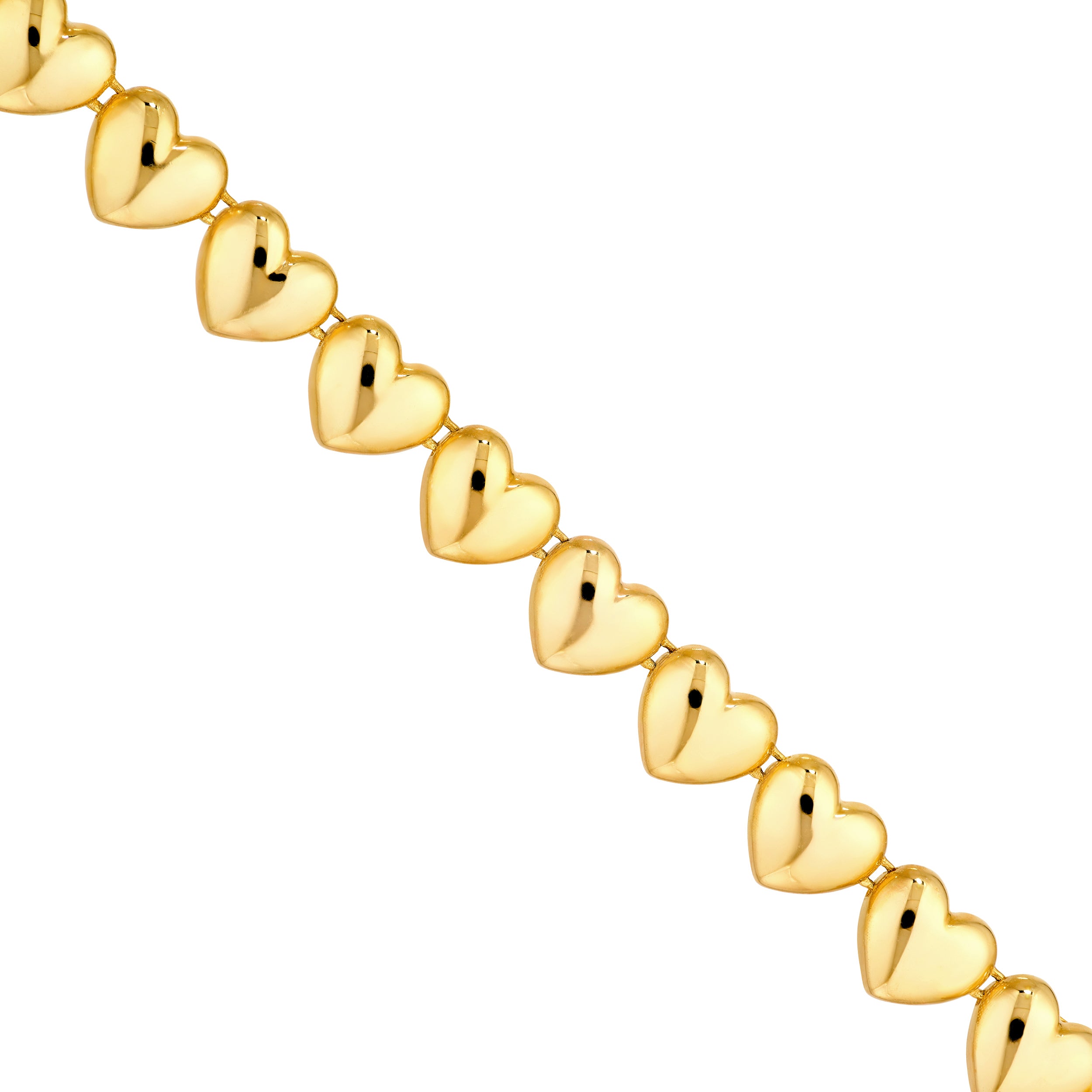 14K Yellow Gold Puffy Heart Link Birmingham Jewelry Necklace Birmingham Jewelry