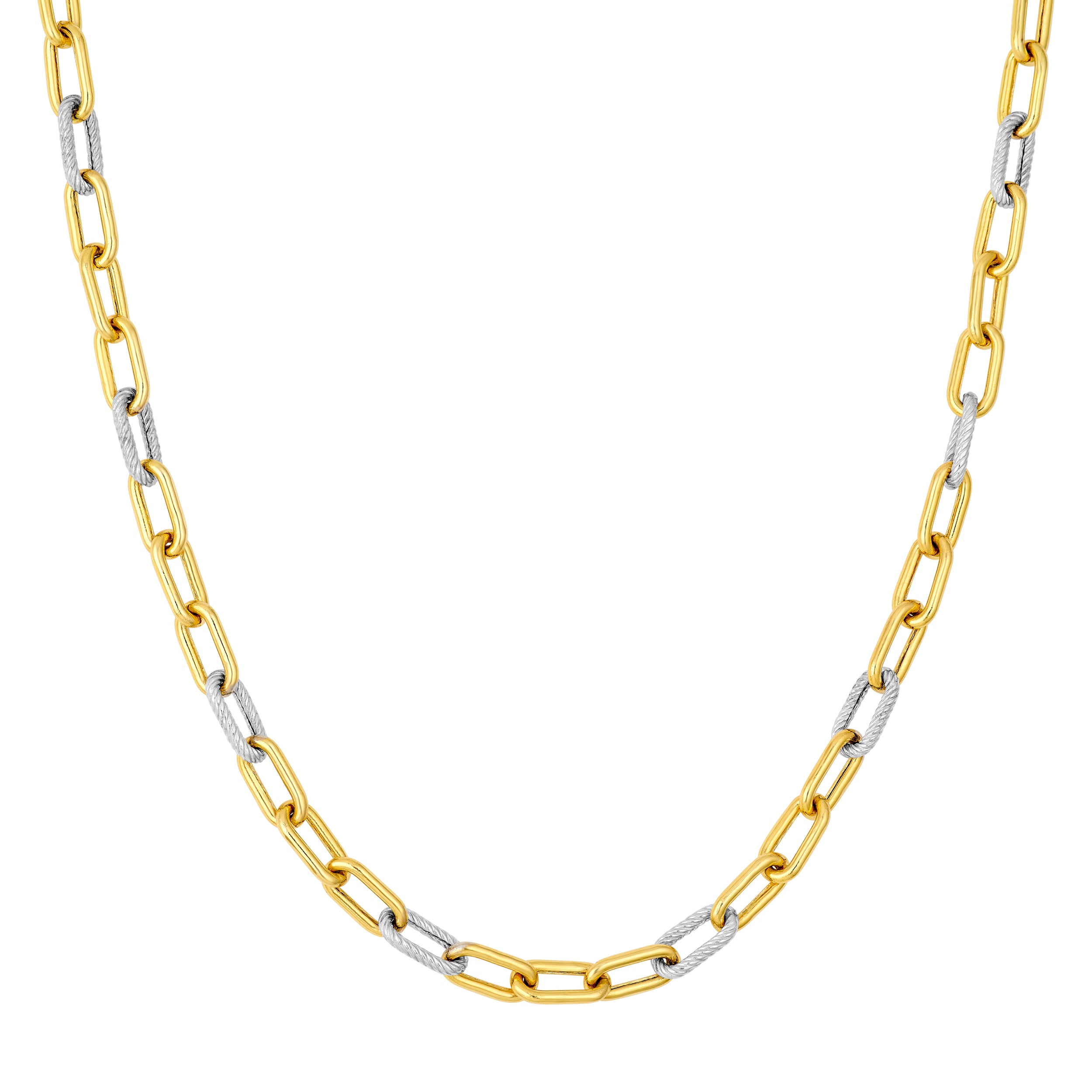 14K Two-Tone Gold 5.90mm Oval 3+1 Link Necklace Birmingham Jewelry Necklace Birmingham Jewelry