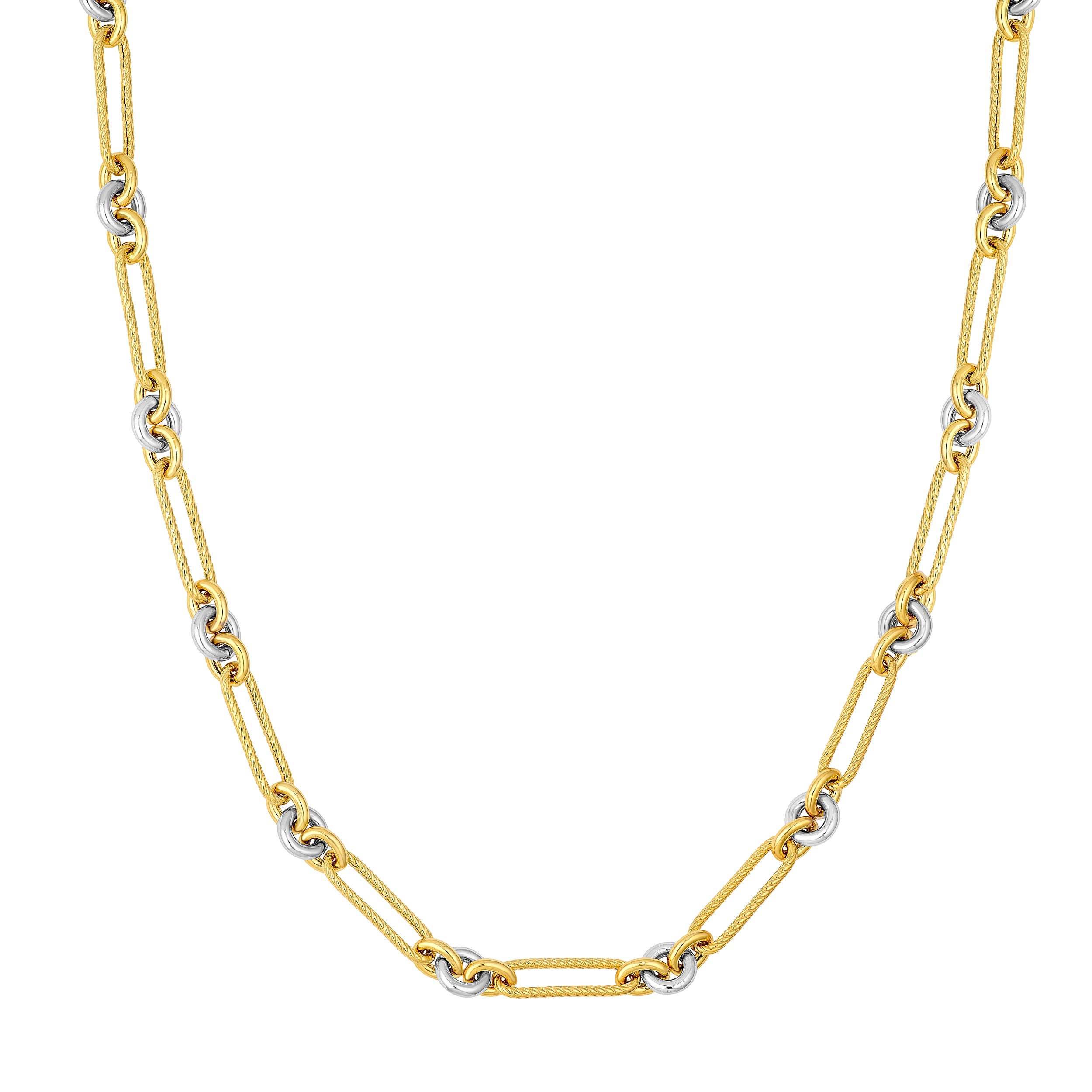 14K Two-Tone Gold Twist Oval Link Necklace Birmingham Jewelry Necklace Birmingham Jewelry