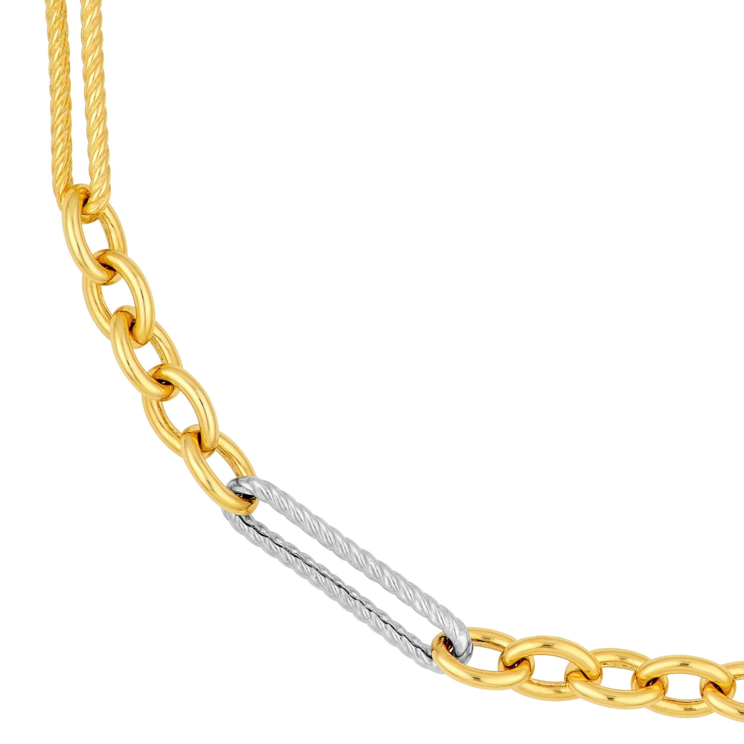 14K Two-Tone Gold 5+1 Twist Link Necklace Birmingham Jewelry Necklace Birmingham Jewelry
