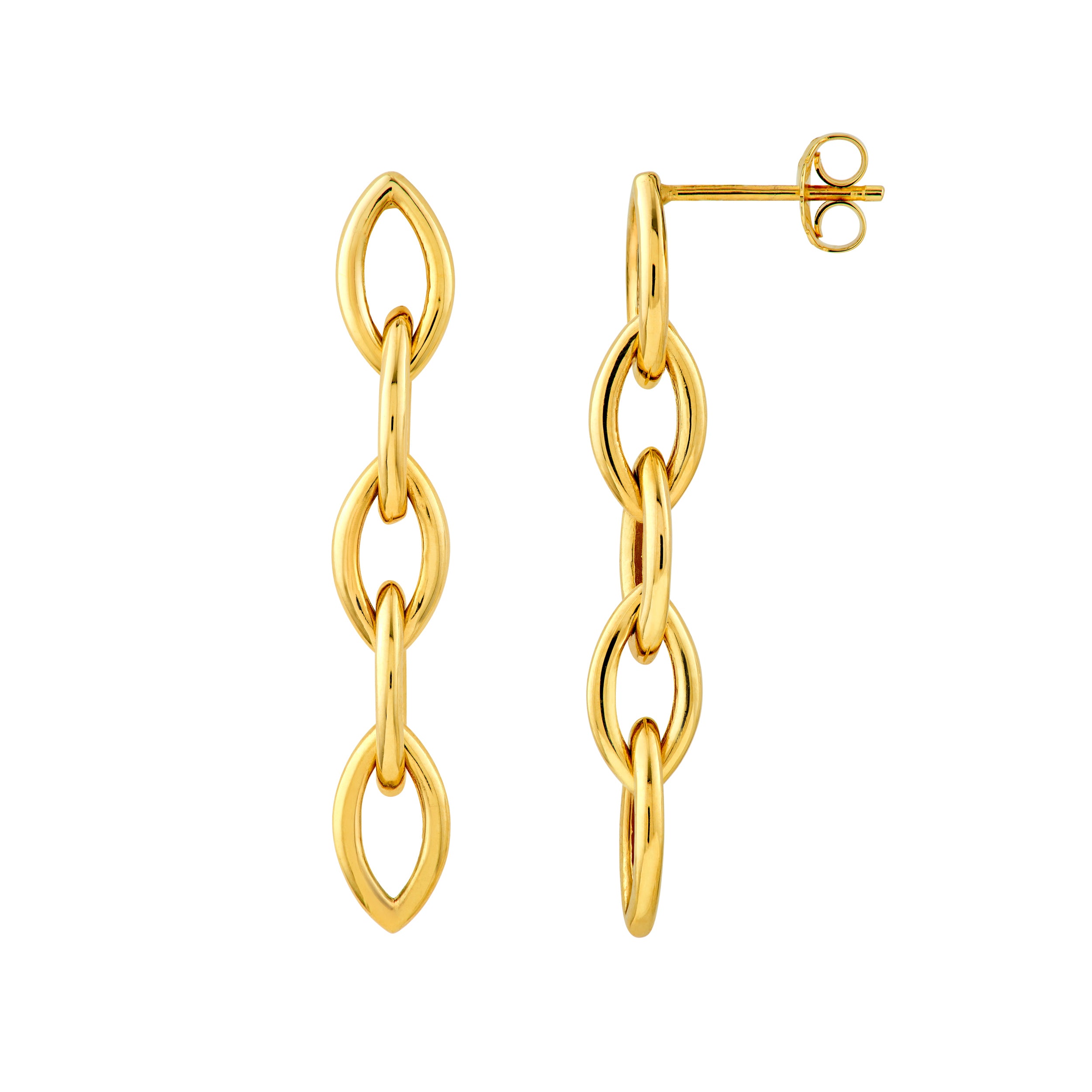 14K Yellow Gold Marquise Shape Link Dangle Earrings Birmingham Jewelry Earrings Birmingham Jewelry