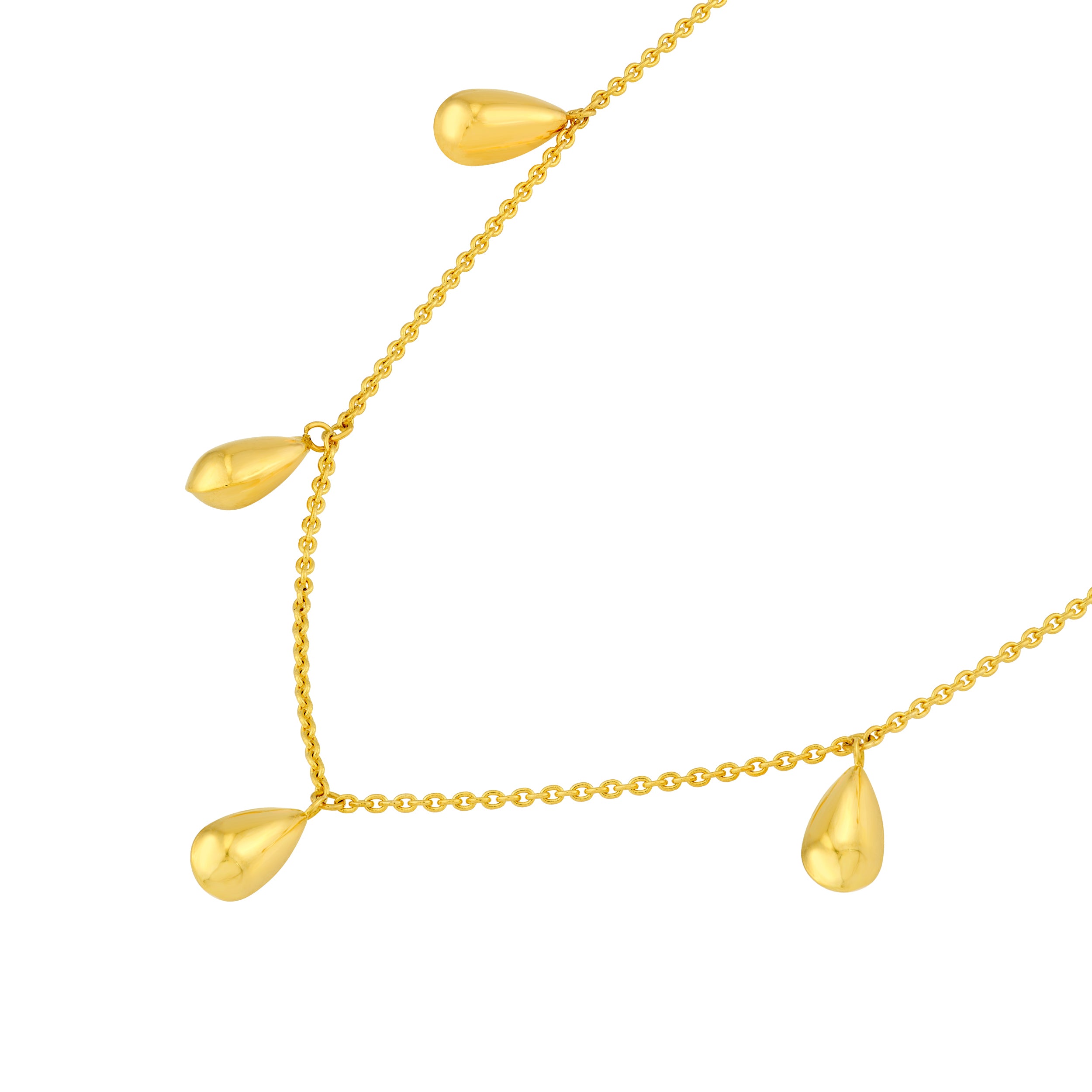 14K Yellow Gold Teardrop Dangle Station Cable Necklace Birmingham Jewelry Necklace Birmingham Jewelry