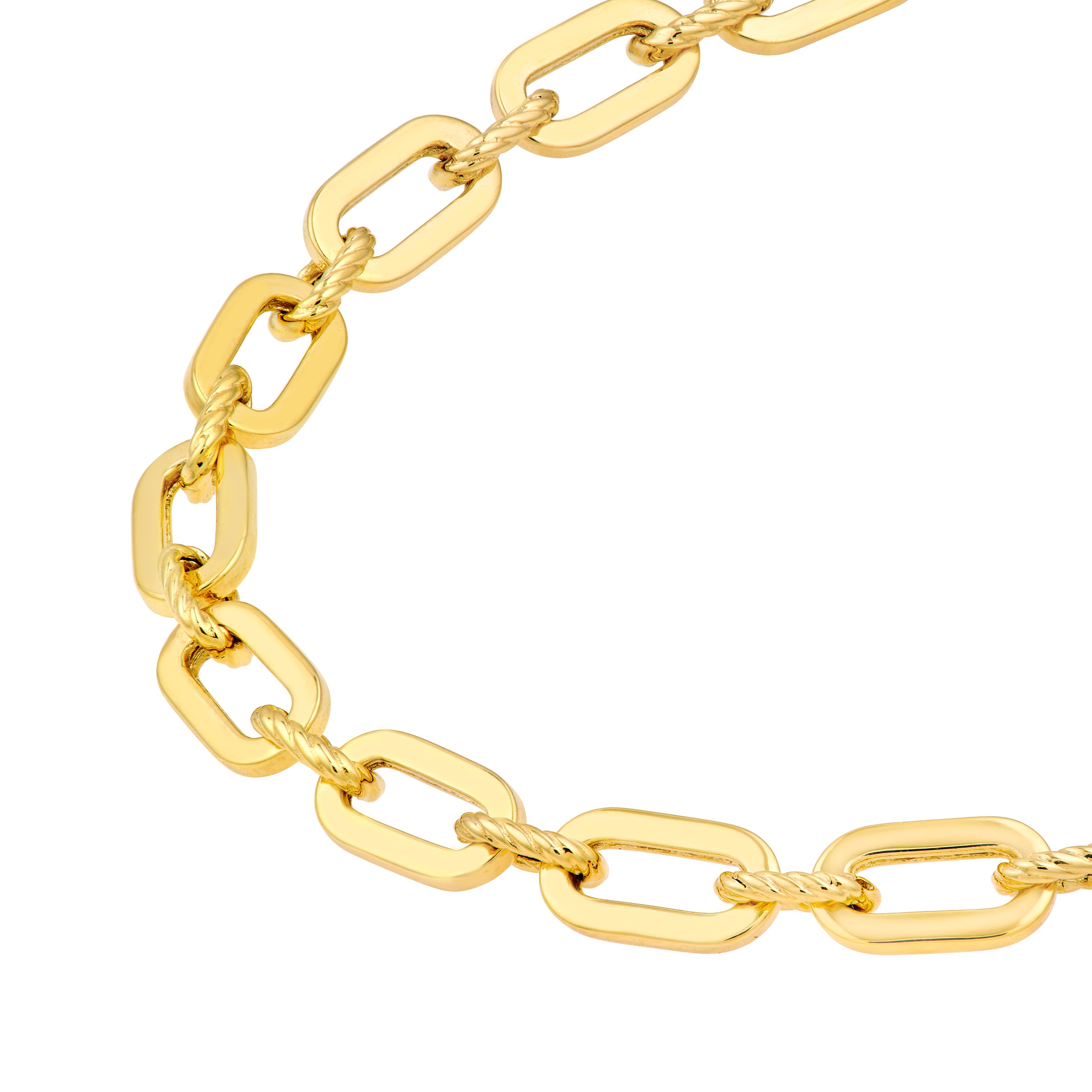14K Yellow Gold 1+1 Twist & Polished Link Chain Birmingham Jewelry Bracelet Birmingham Jewelry