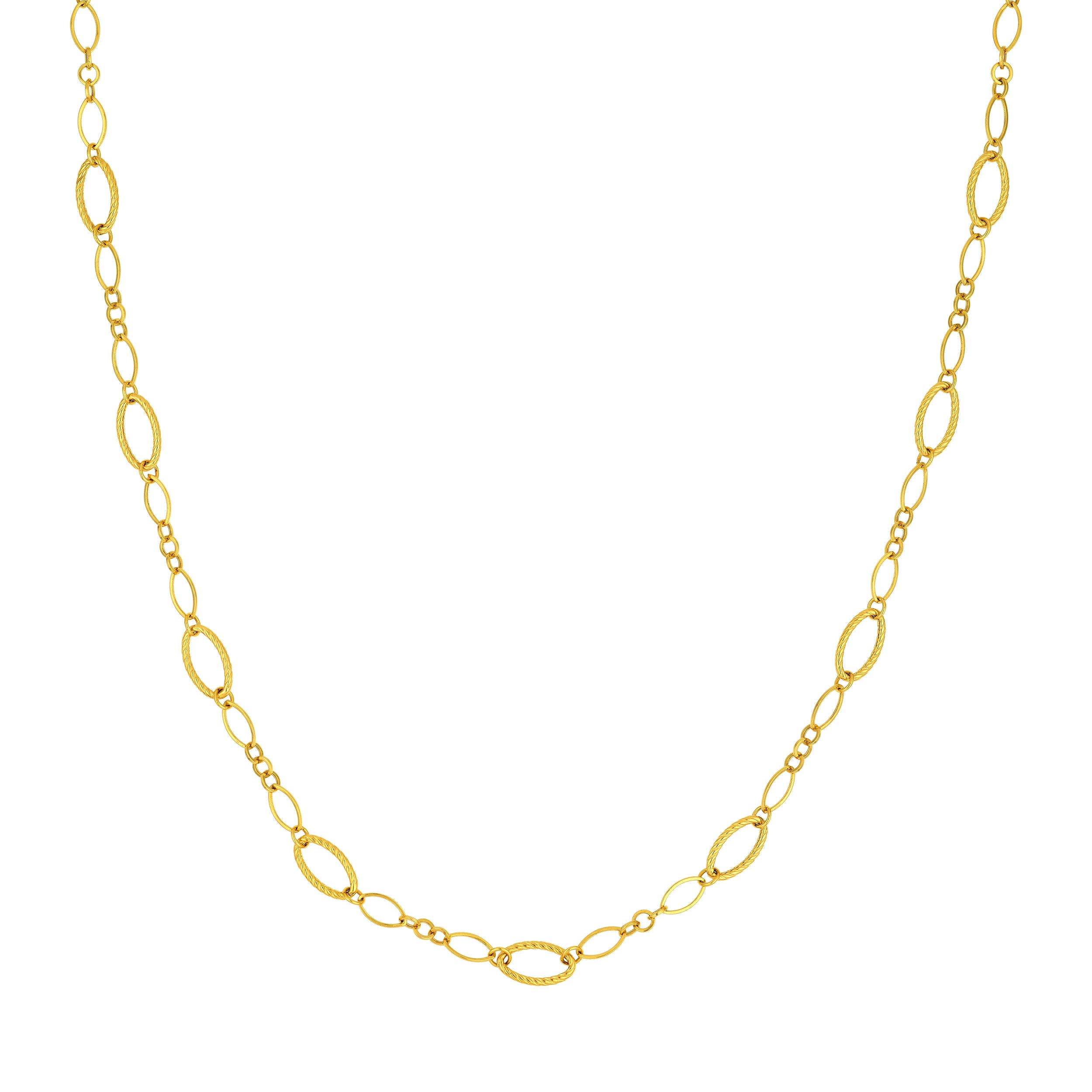 14K Yellow Gold Oval Twisted & Polished Link Chain Birmingham Jewelry Chain Birmingham Jewelry
