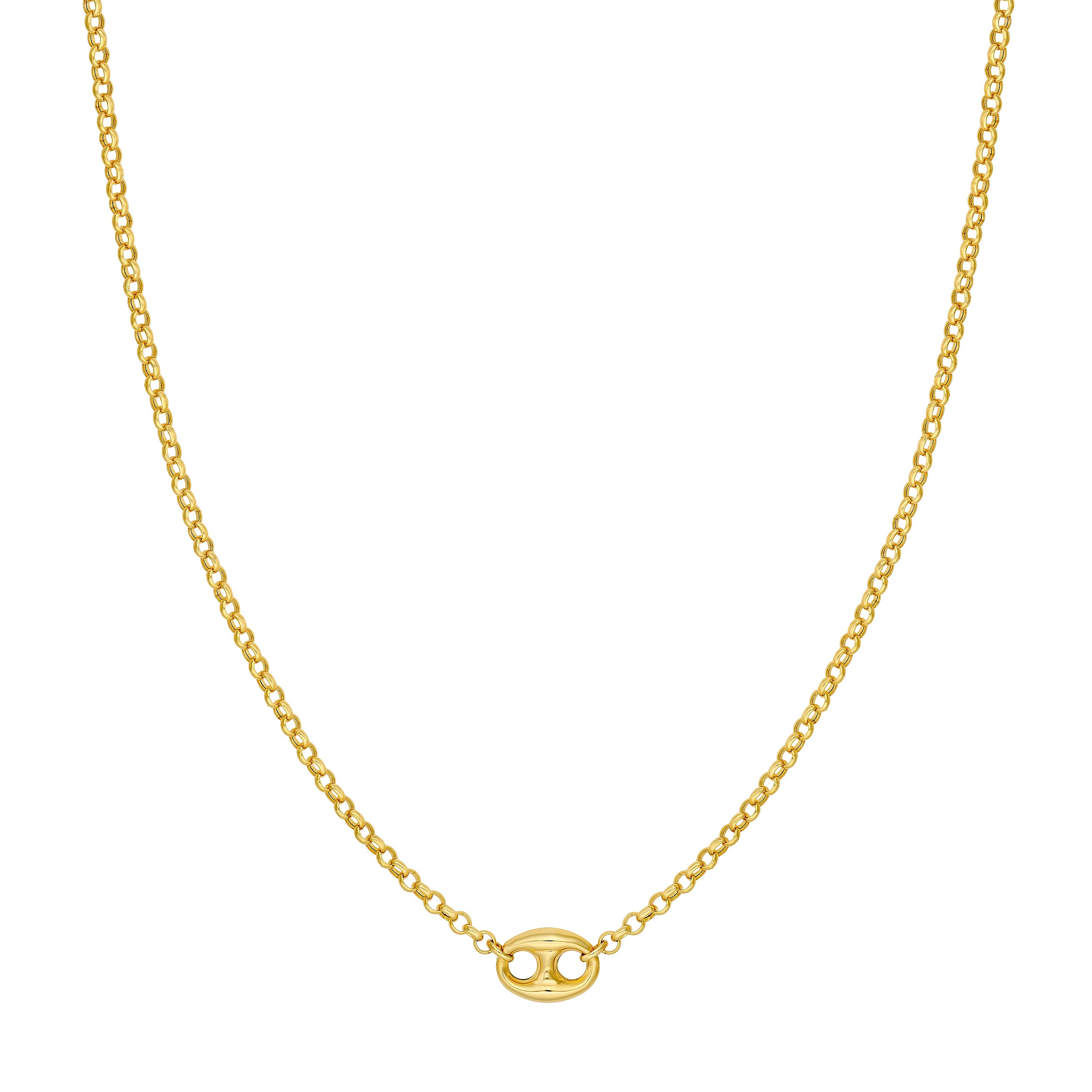 14K Yellow Gold Rolo Puff Mariner Link Necklace Birmingham Jewelry Necklace Birmingham Jewelry