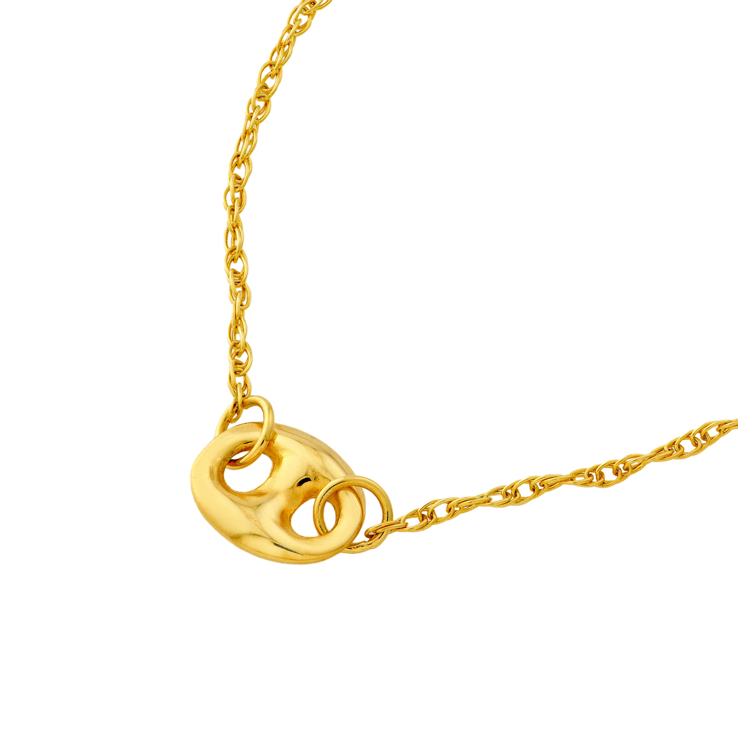 14K Yellow Gold Puff Mariner Necklace Birmingham Jewelry Necklace Birmingham Jewelry