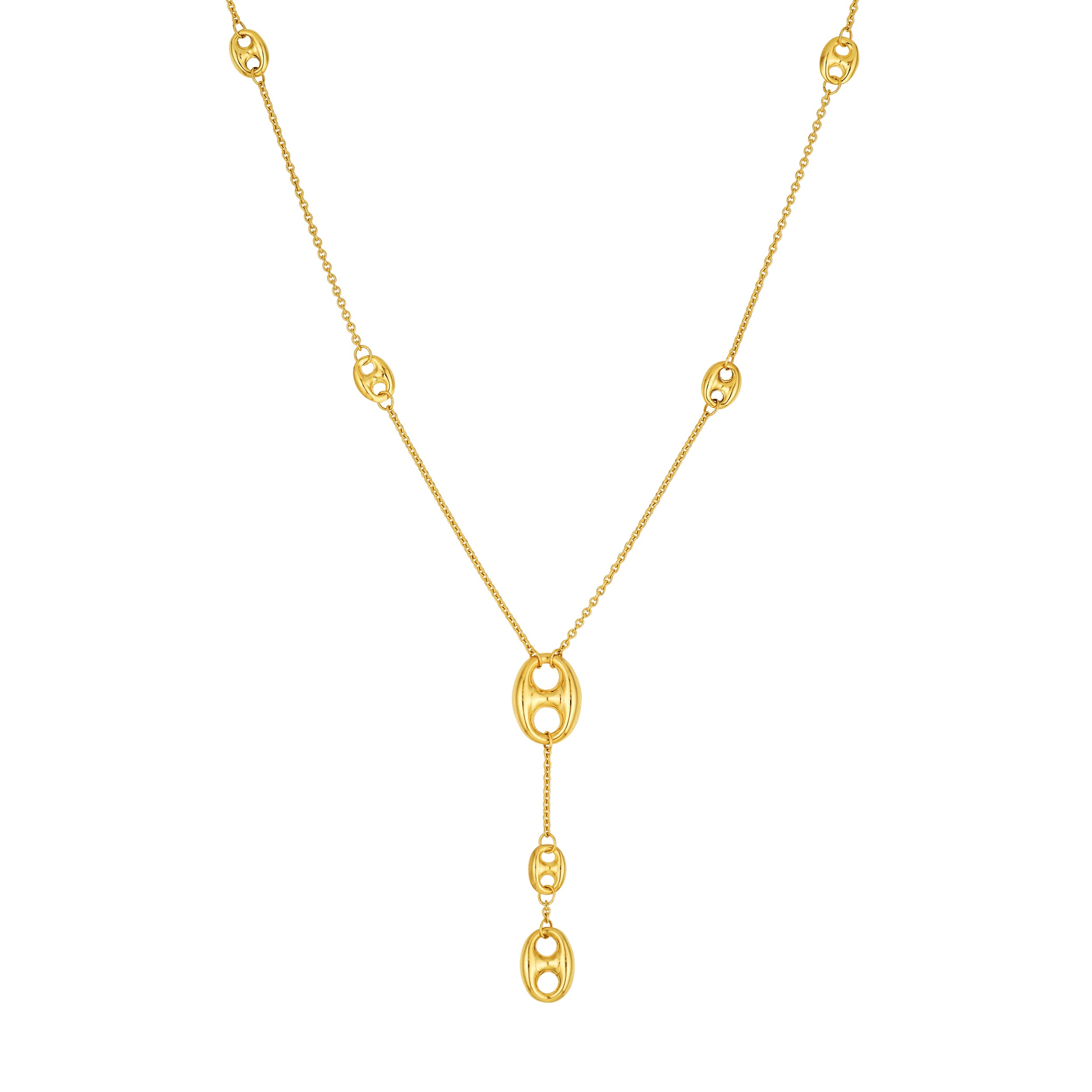 14K Yellow Gold Puff Mariner Lariat Necklace Birmingham Jewelry Necklace Birmingham Jewelry