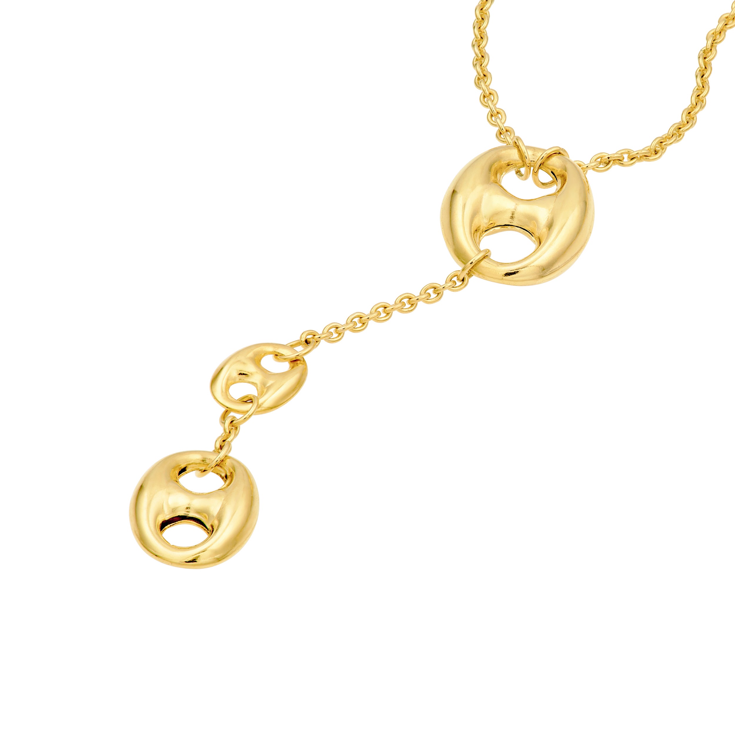 14K Yellow Gold Puff Mariner Lariat Necklace Birmingham Jewelry Necklace Birmingham Jewelry