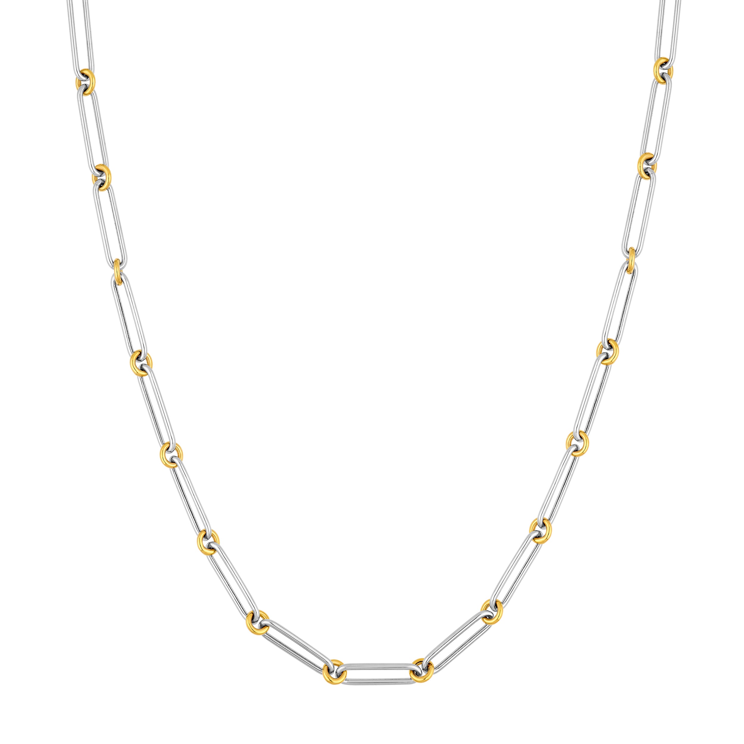 14K Two-Tone Gold Oval Oval Round Link 1+1 Chain Birmingham Jewelry Chain Birmingham Jewelry