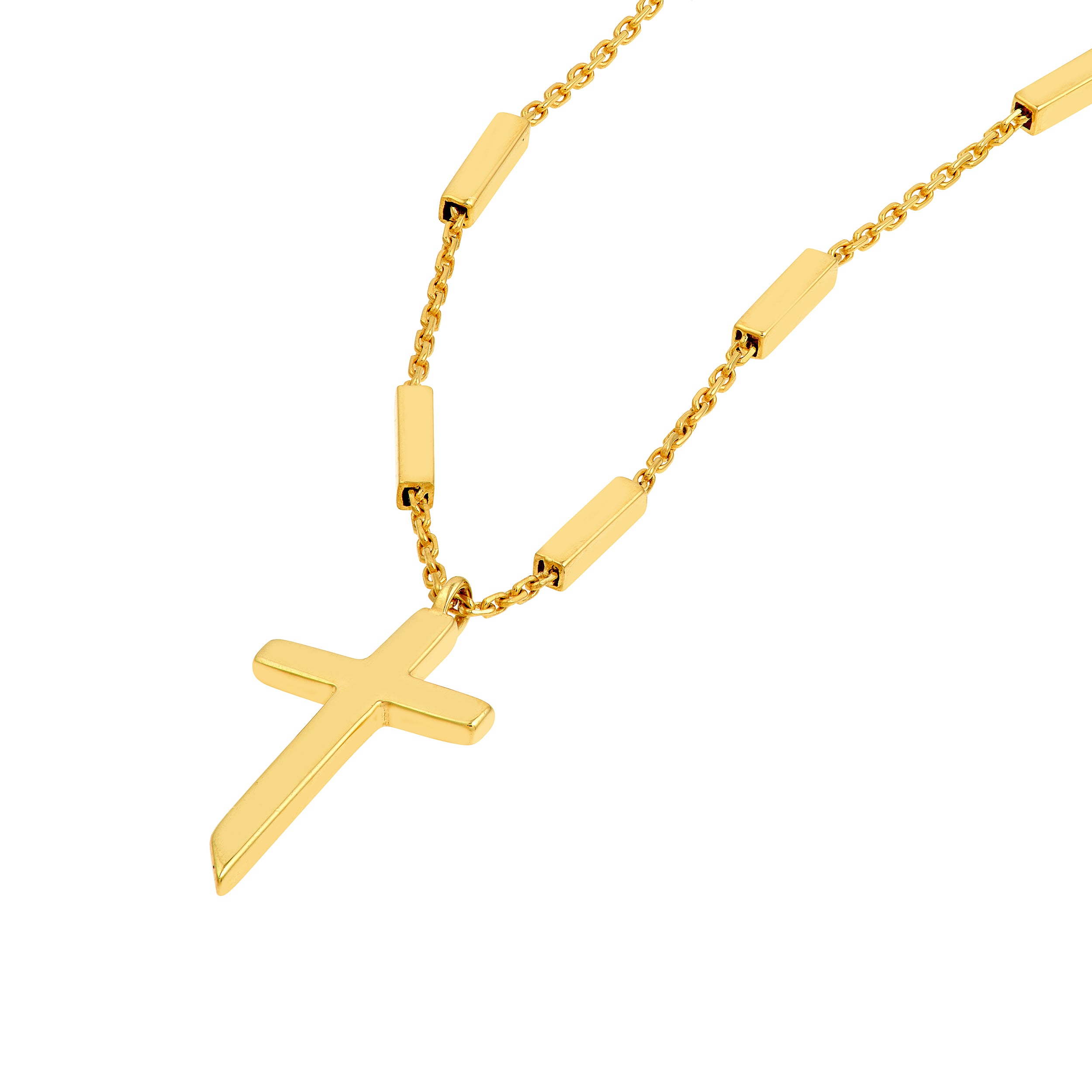 14K Yellow Gold Bar Station Cross Pendant Necklace Birmingham Jewelry Necklace Birmingham Jewelry