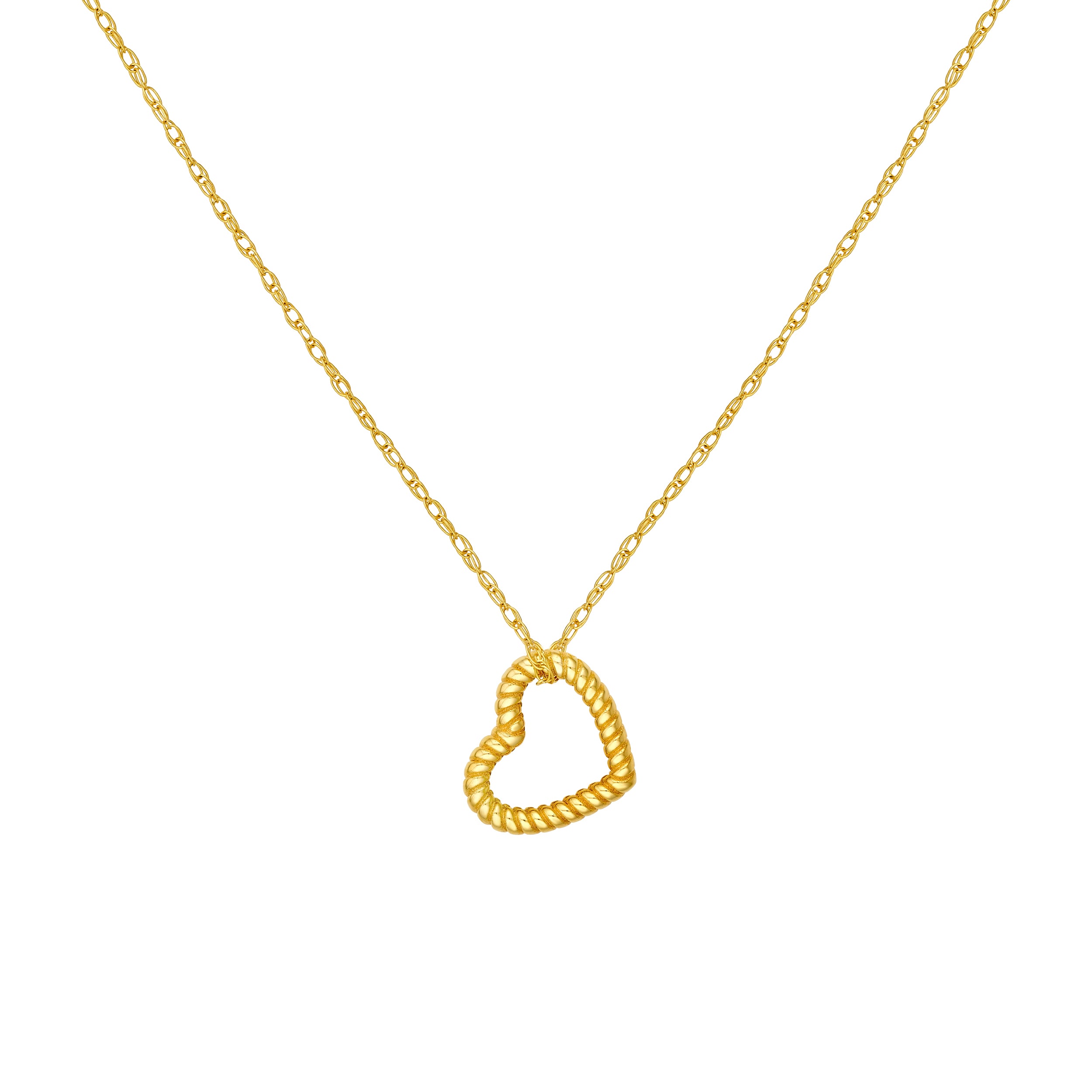14K Yellow Gold Twist Open Heart Rope Necklace Birmingham Jewelry Necklace Birmingham Jewelry