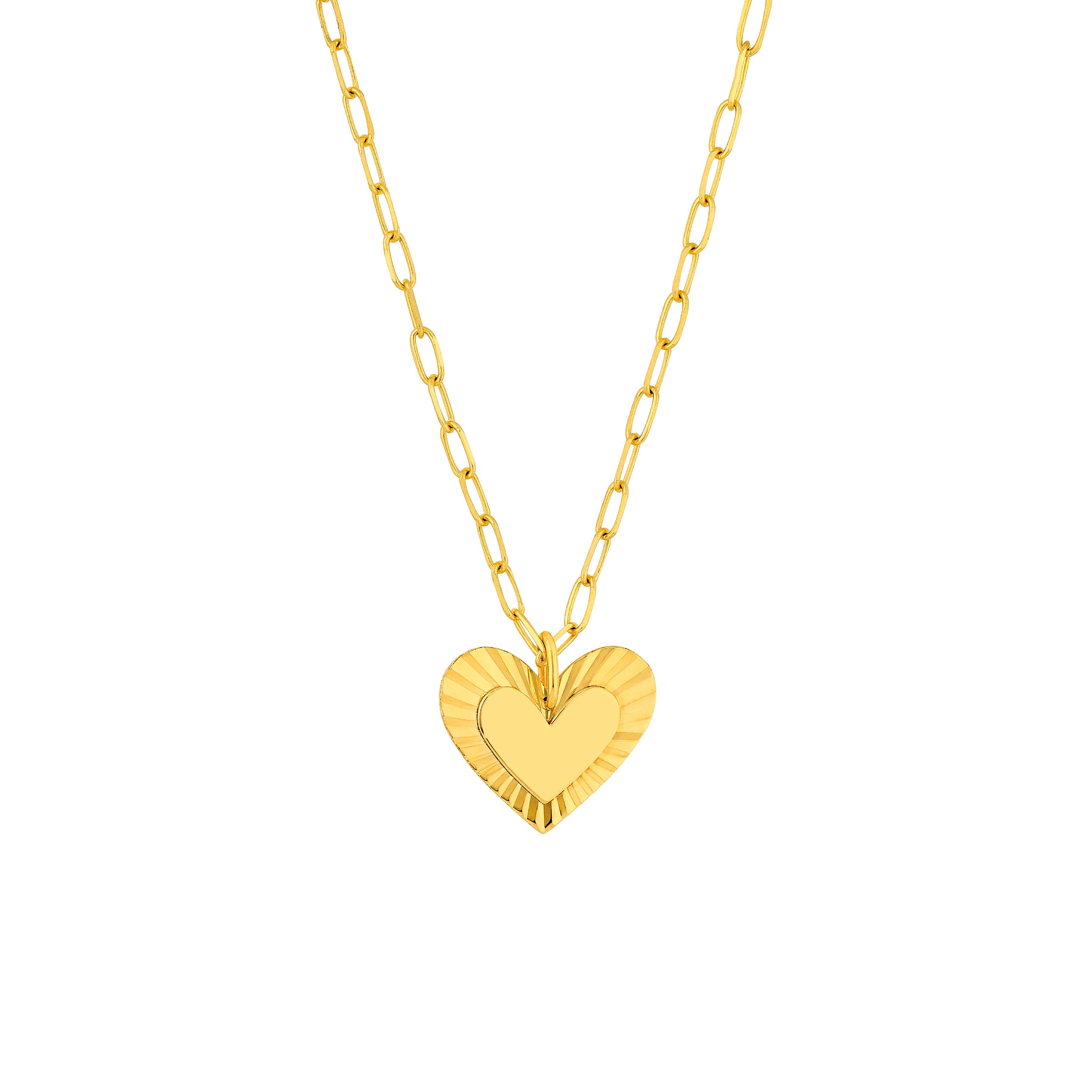 14K Yellow Gold Fluted Heart Pendant Necklace Birmingham Jewelry Necklace Birmingham Jewelry