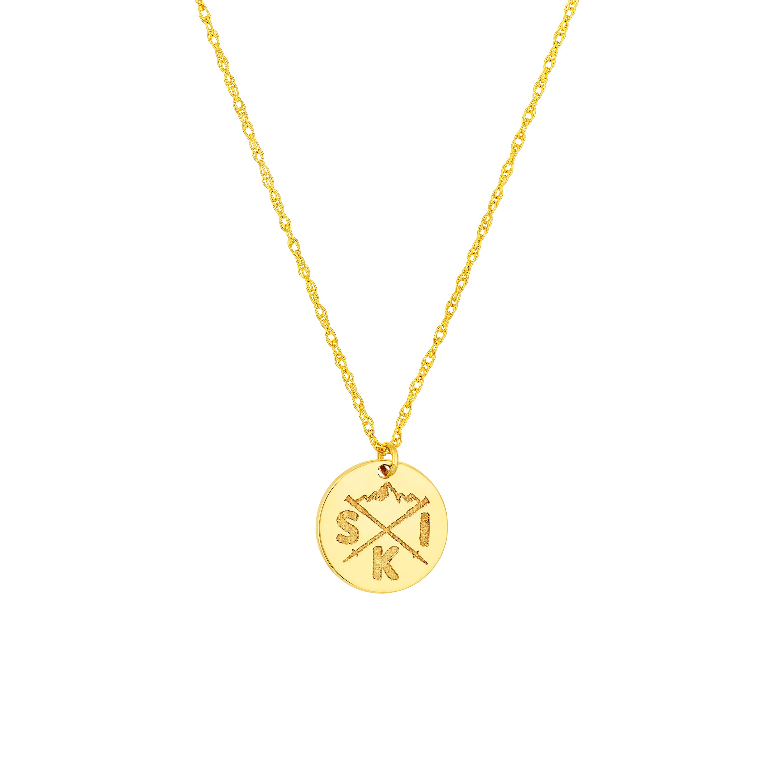 14K Yellow Gold So You Ski Pendant Necklace Birmingham Jewelry Necklace Birmingham Jewelry