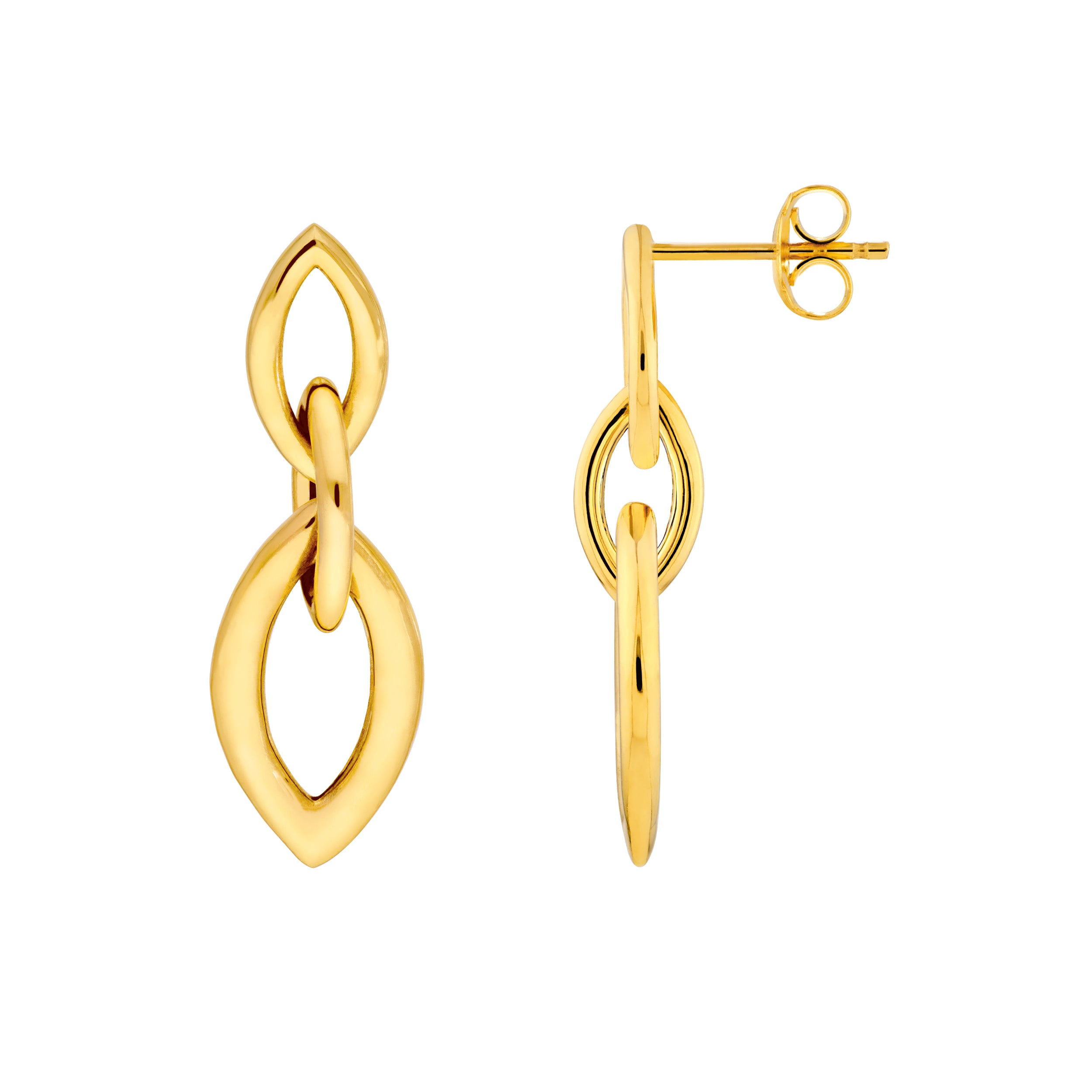 14K Yellow Gold Marquise Trio Link Dangle Earrings Birmingham Jewelry Earrings Birmingham Jewelry