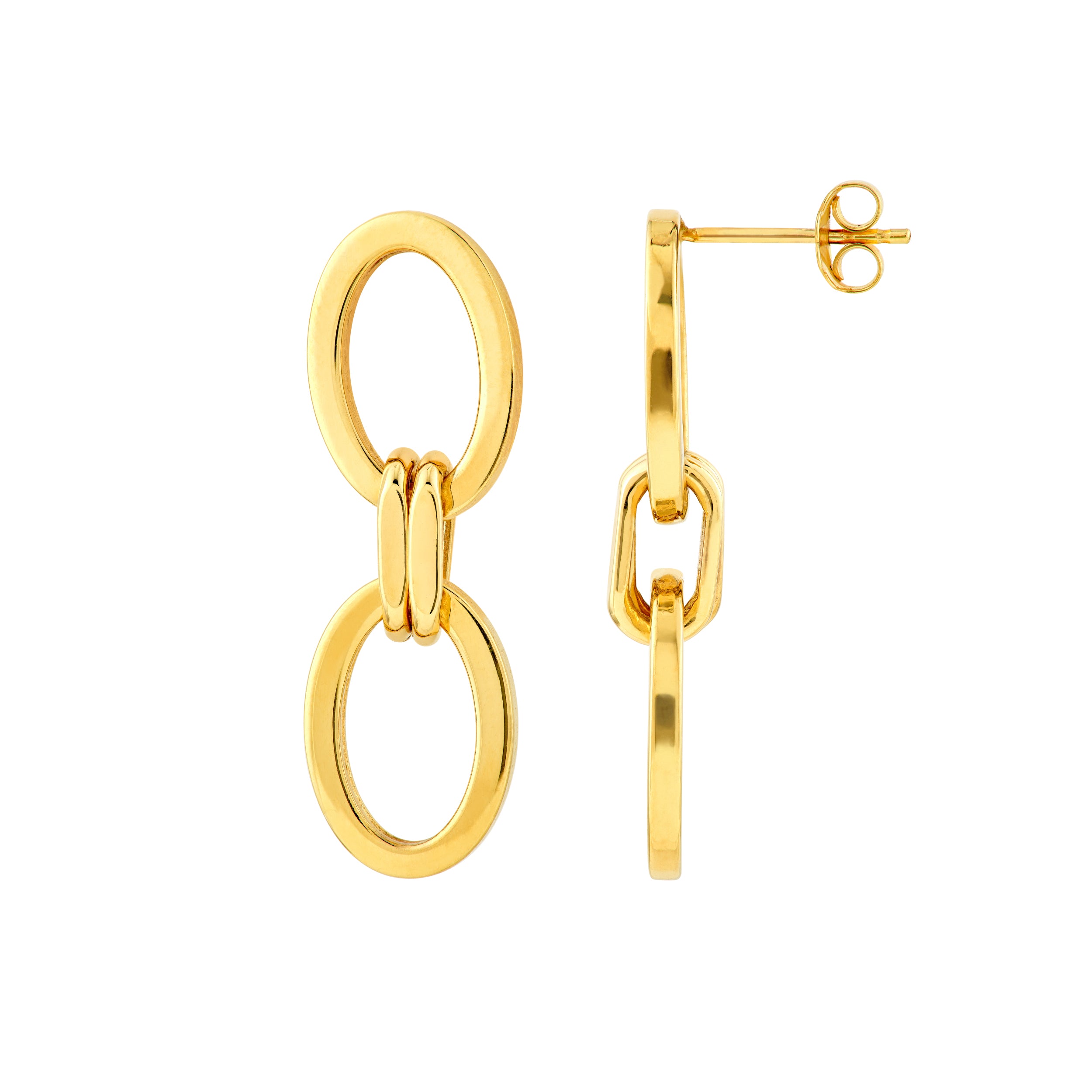 14K Yellow Gold Double Link Dangle Earrings Birmingham Jewelry Earrings Birmingham Jewelry