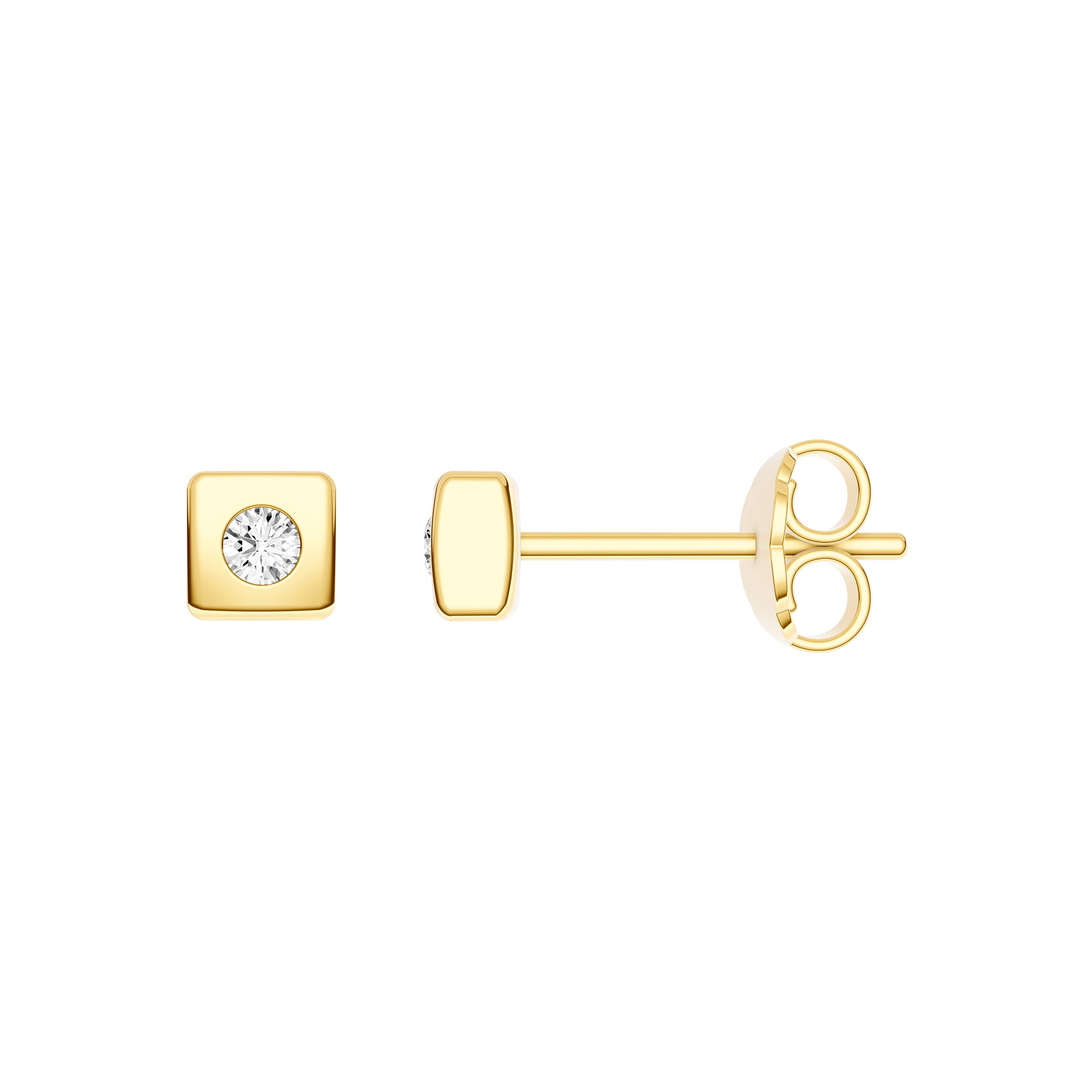 14K Yellow Gold 0.05tcw Diamond Square Stud Earrings Birmingham Jewelry Earrings Birmingham Jewelry