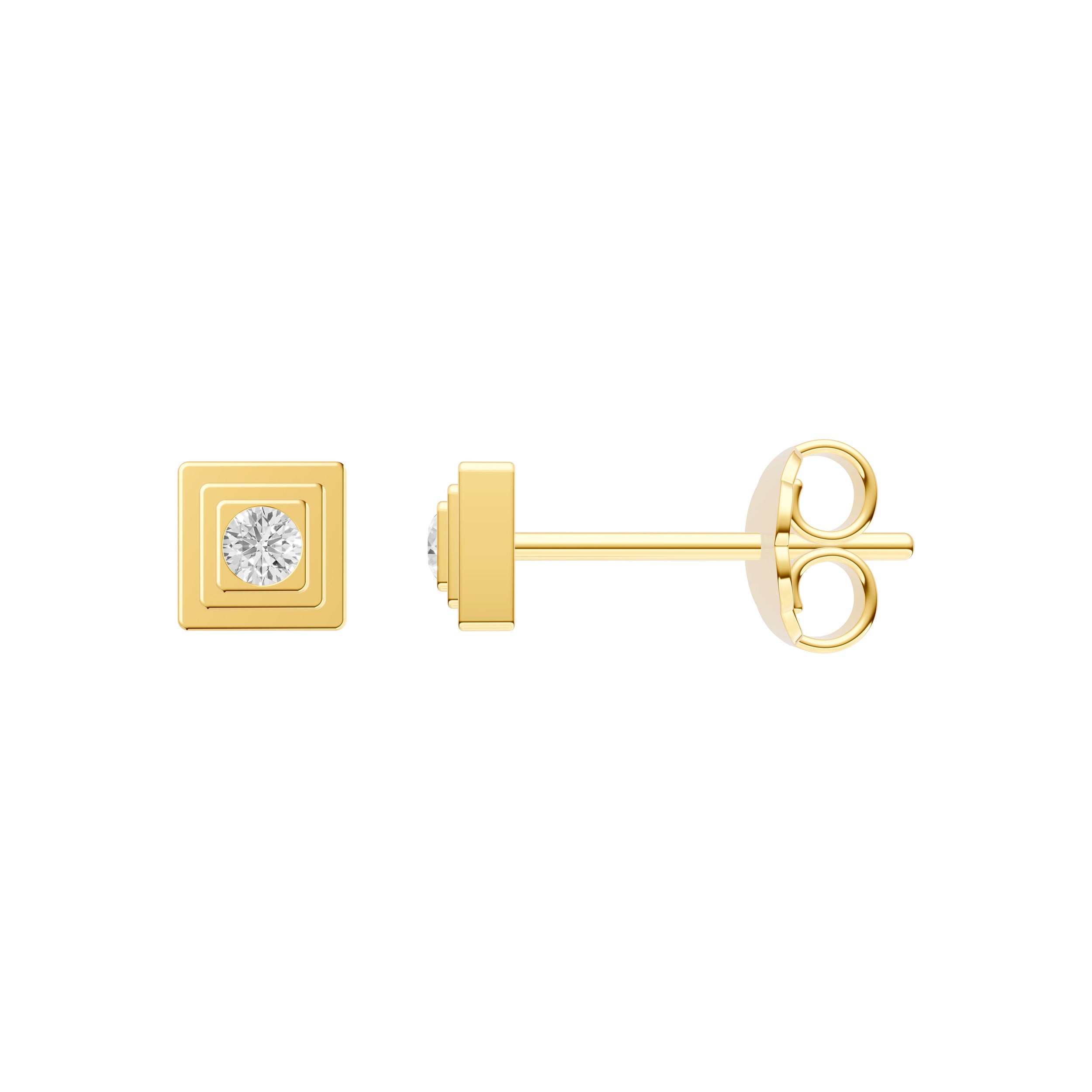 14K Yellow Gold 0.05tcw Diamond Frame Stud Earrings