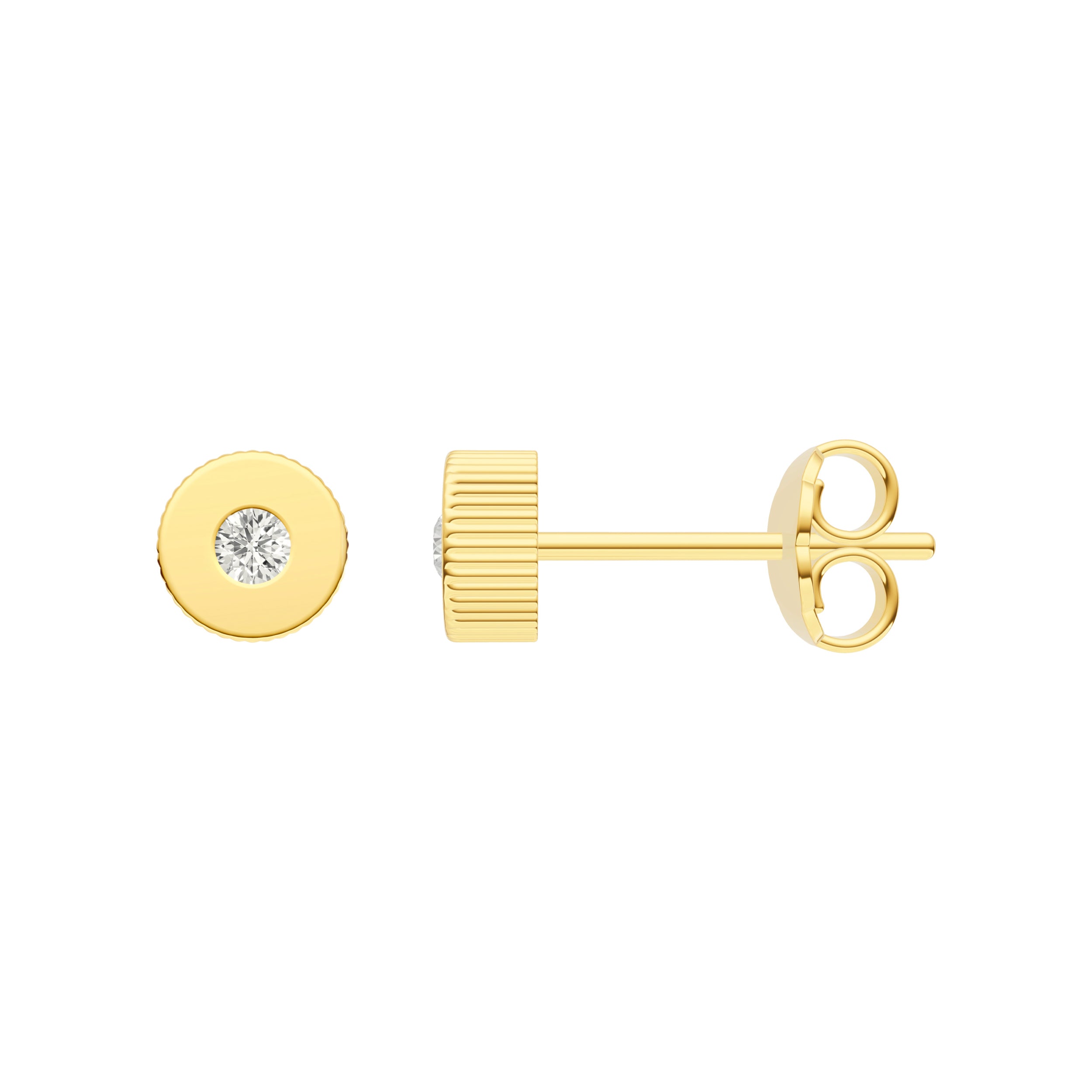 14K Yellow Gold 0.05tcw Diamond Ridge Edge Stud Earrings Birmingham Jewelry Earrings Birmingham Jewelry