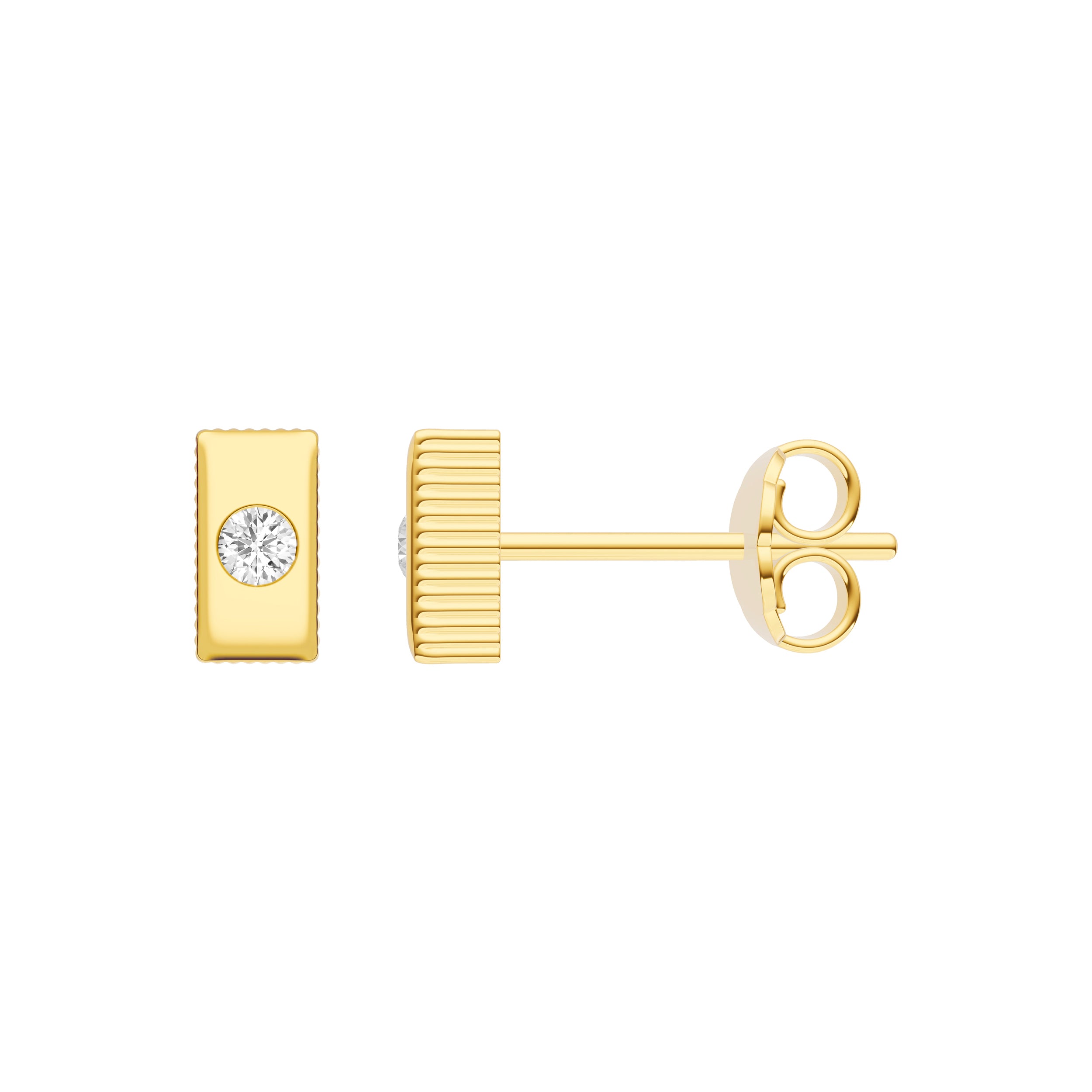 14K Yellow Gold 0.05tcw Diamond Rectangular Ridge Stud Earrings Birmingham Jewelry Earrings Birmingham Jewelry