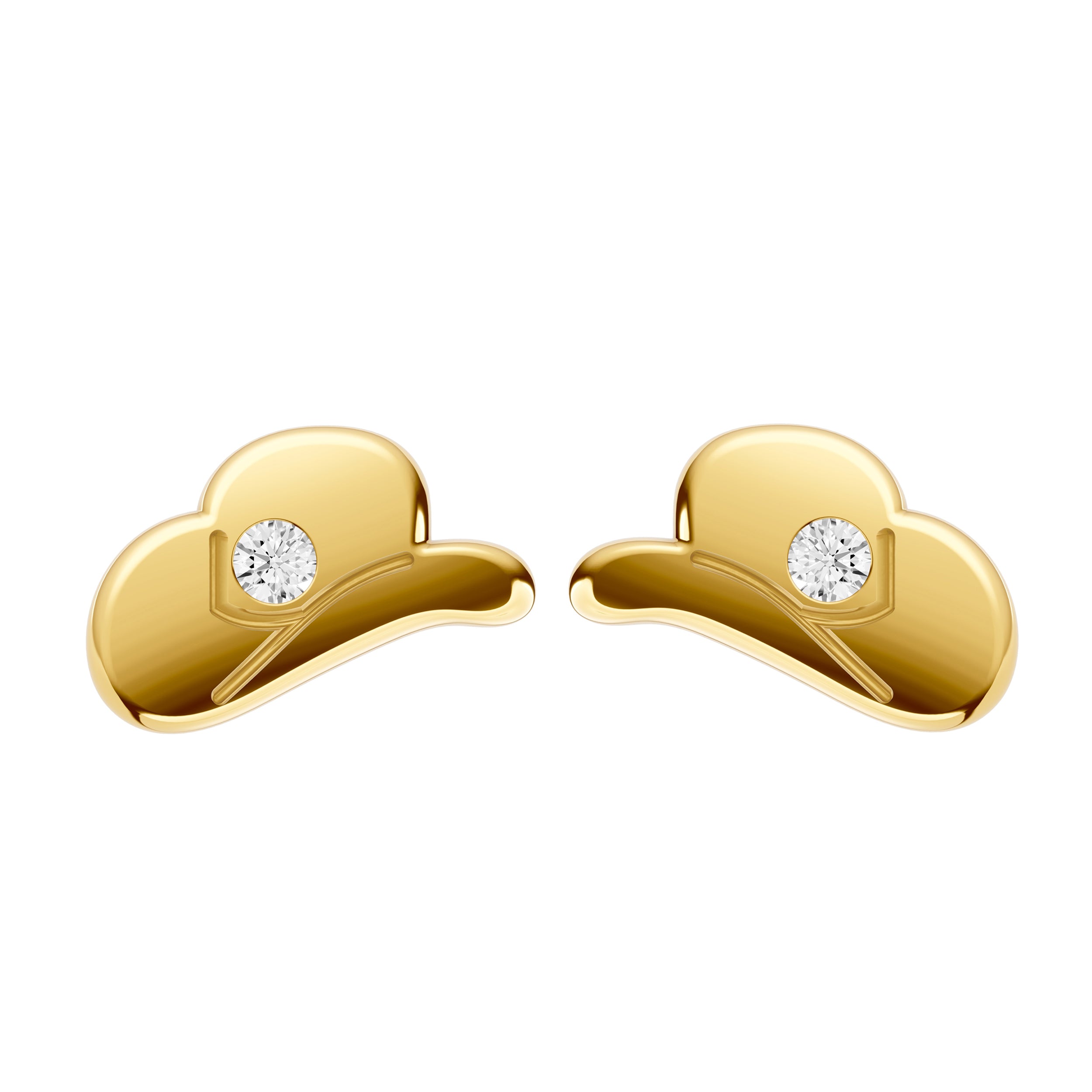 14K Yellow Gold 1.5pt Diamond Cowboy Hat Stud Earrings Birmingham Jewelry Earrings Birmingham Jewelry