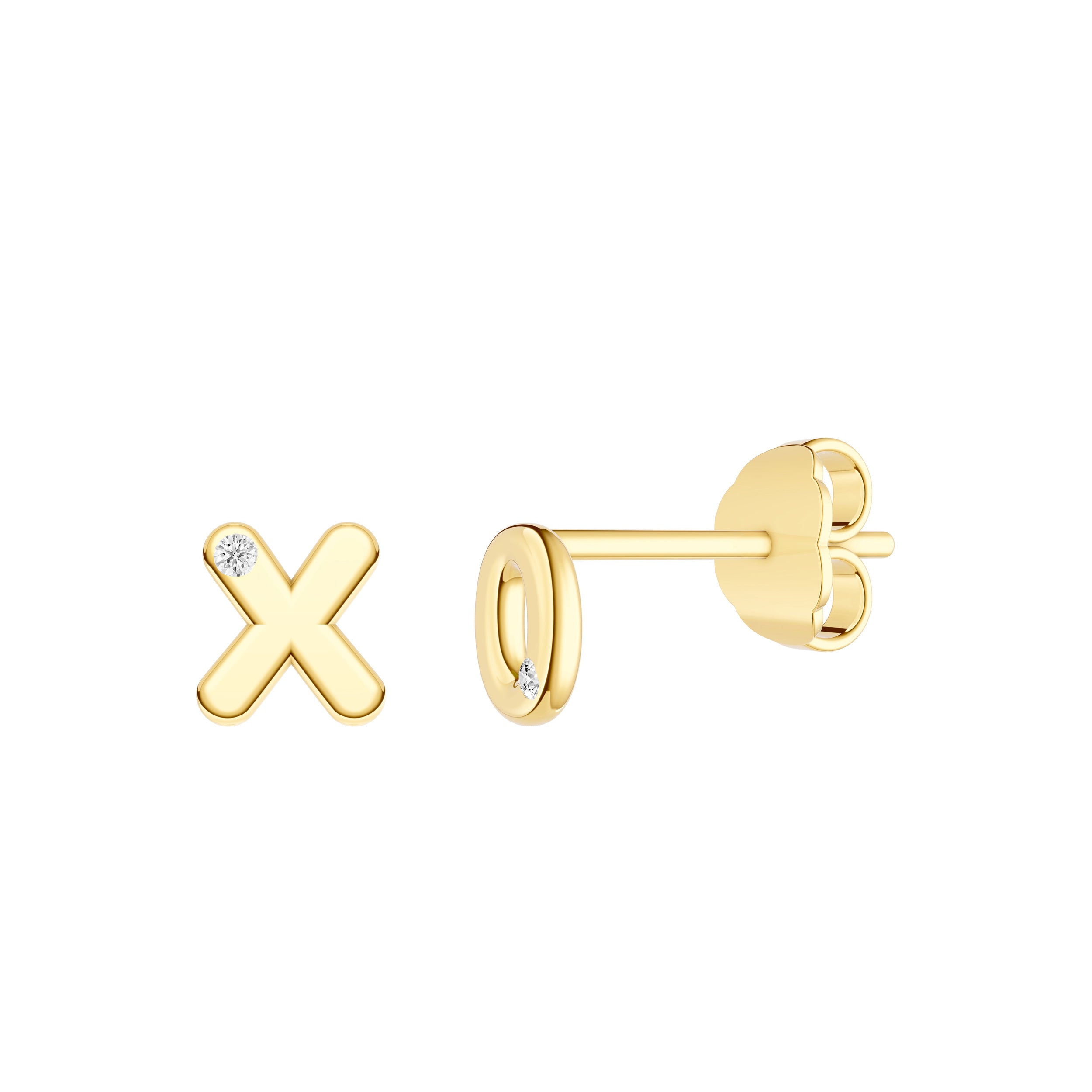 14K Yellow Gold Diamond XO Stud Earrings Birmingham Jewelry Earrings Birmingham Jewelry