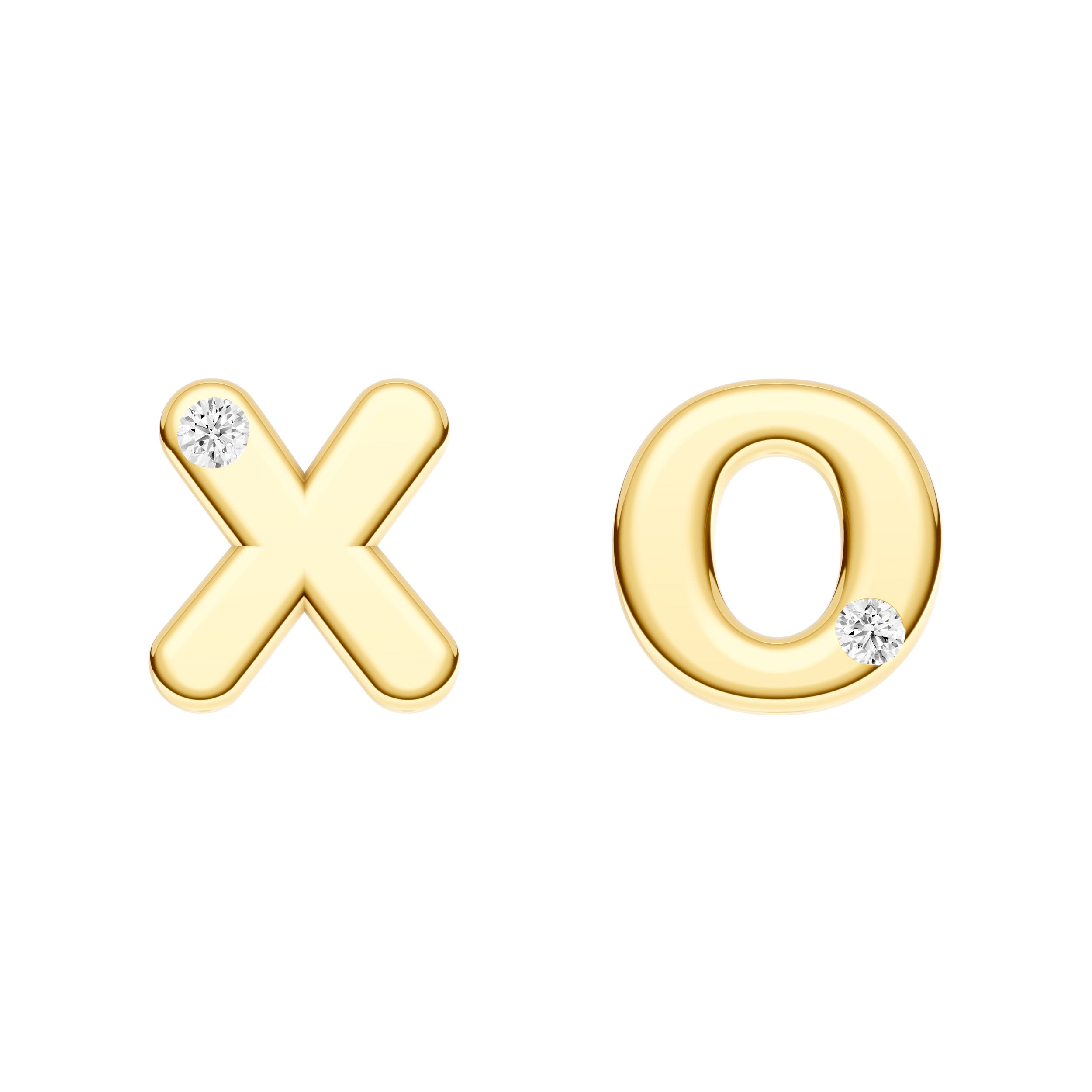 14K Yellow Gold Diamond XO Stud Earrings Birmingham Jewelry Earrings Birmingham Jewelry