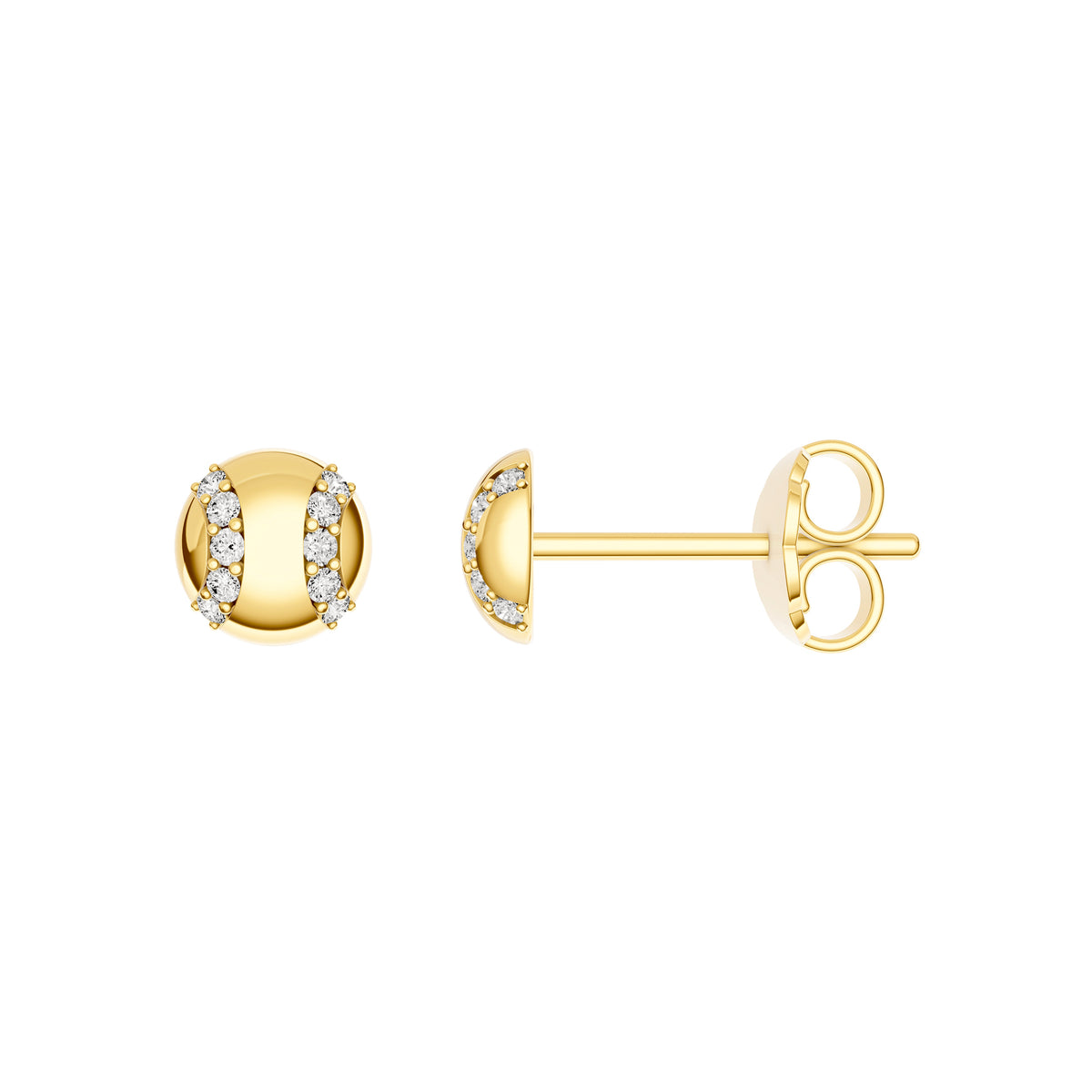 14K Yellow Gold 0.10tcw Diamond Baseball Stud Earrings Birmingham Jewelry Earrings Birmingham Jewelry