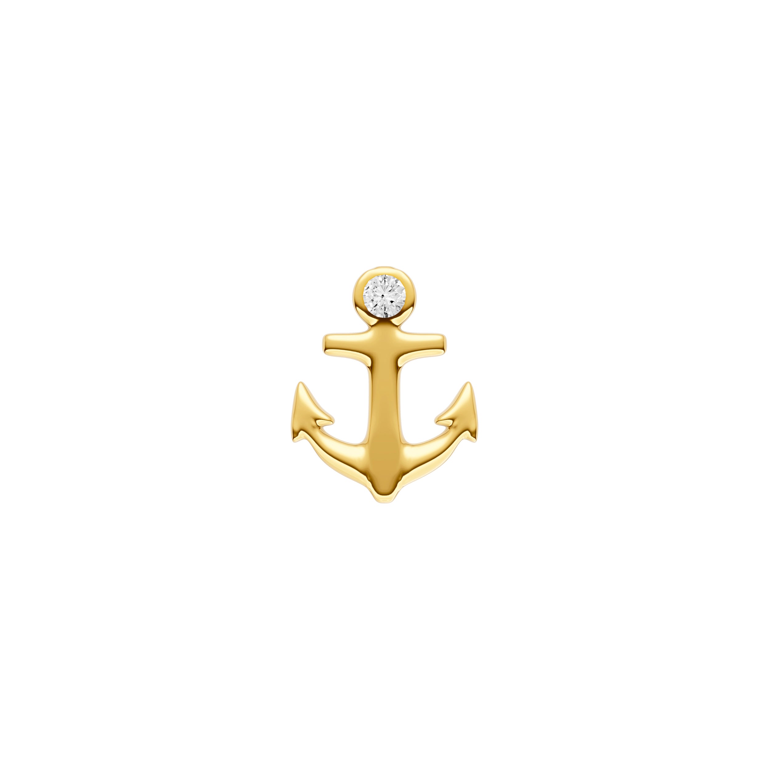 14K Yellow Gold Diamond Anchor Stud Earrings Birmingham Jewelry Earrings Birmingham Jewelry