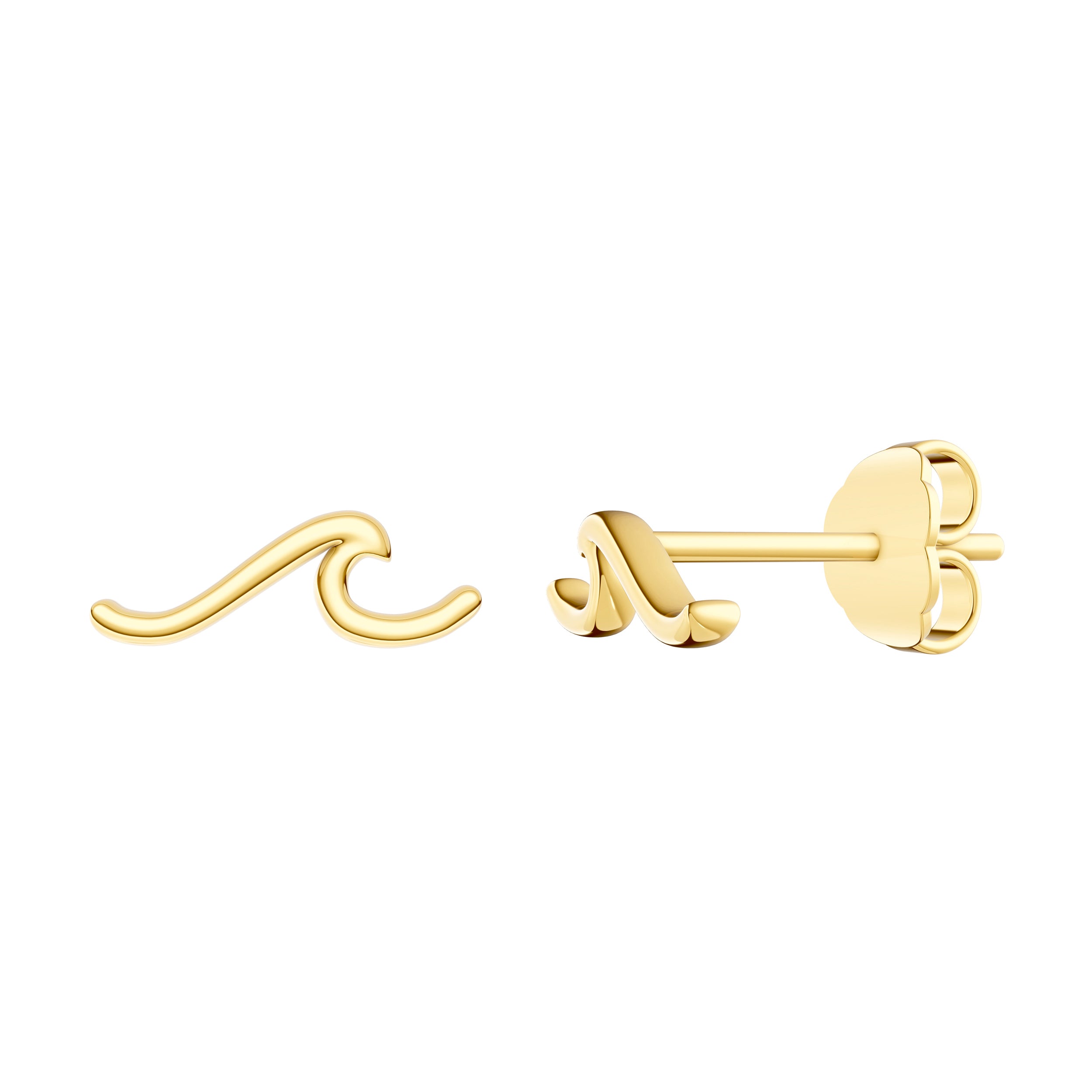 14K Yellow Gold Wave Stud Earrings Birmingham Jewelry Earrings Birmingham Jewelry