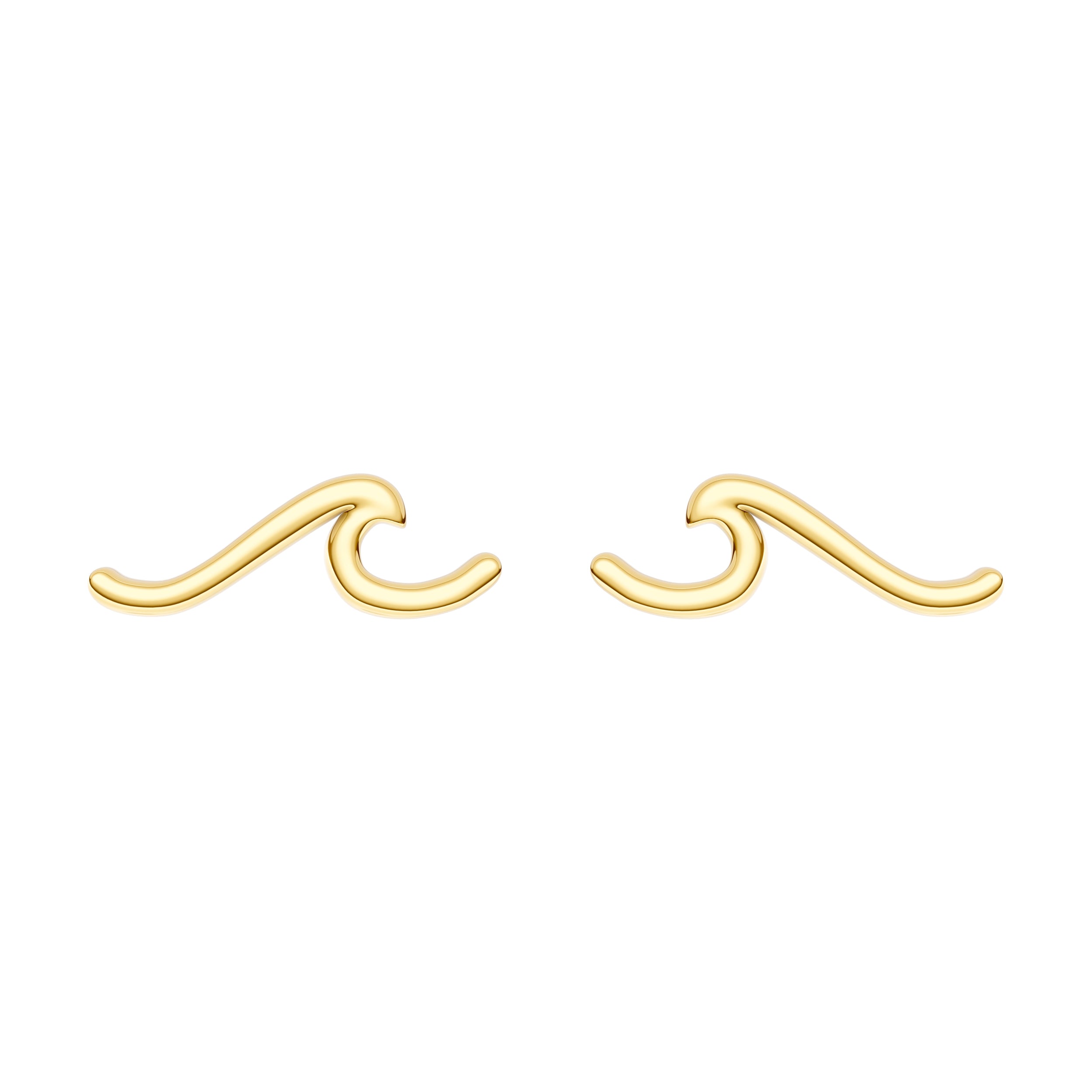14K Yellow Gold Wave Stud Earrings Birmingham Jewelry Earrings Birmingham Jewelry