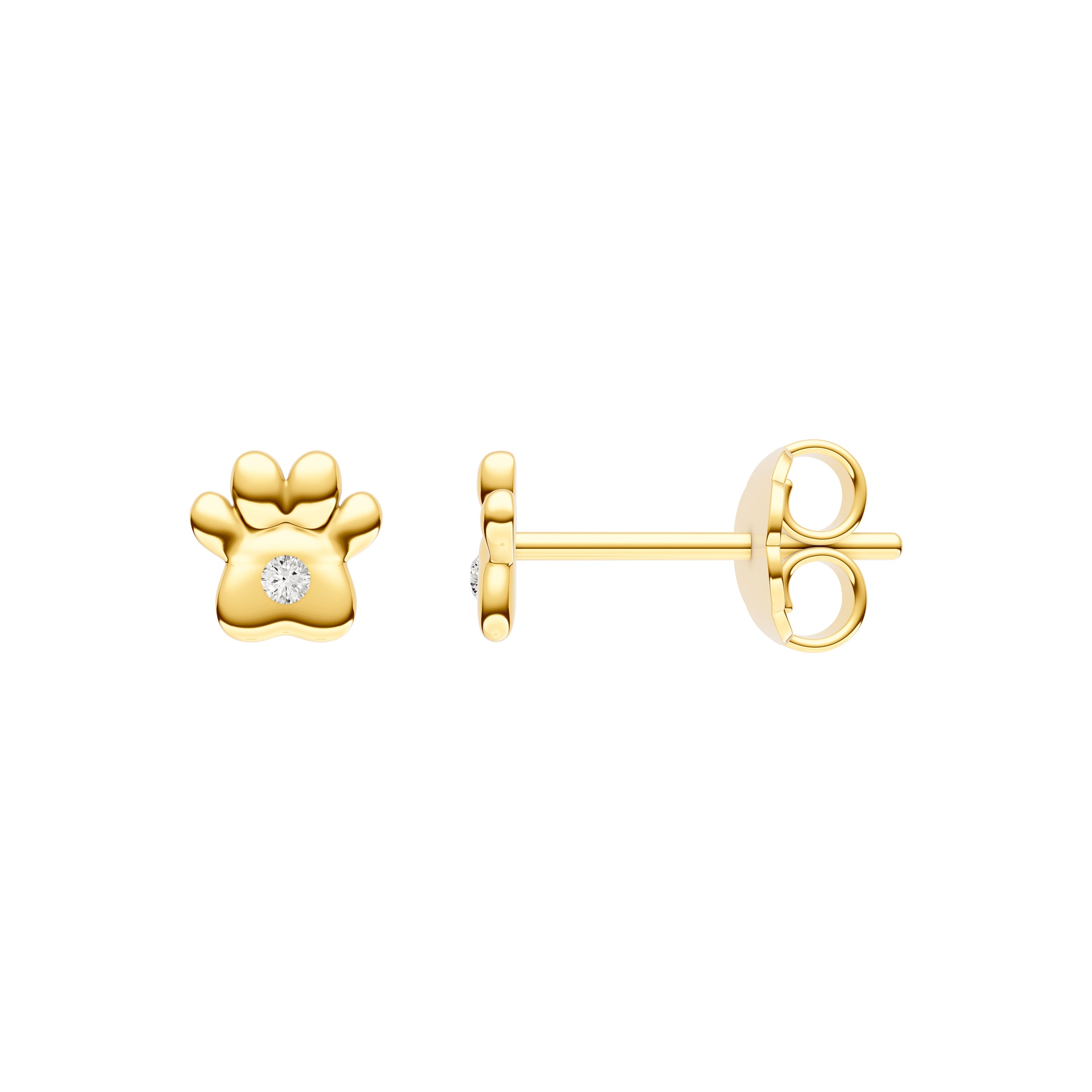 14K Yellow Gold 2pt Diamond Paw Stud Earrings Birmingham Jewelry Earrings Birmingham Jewelry