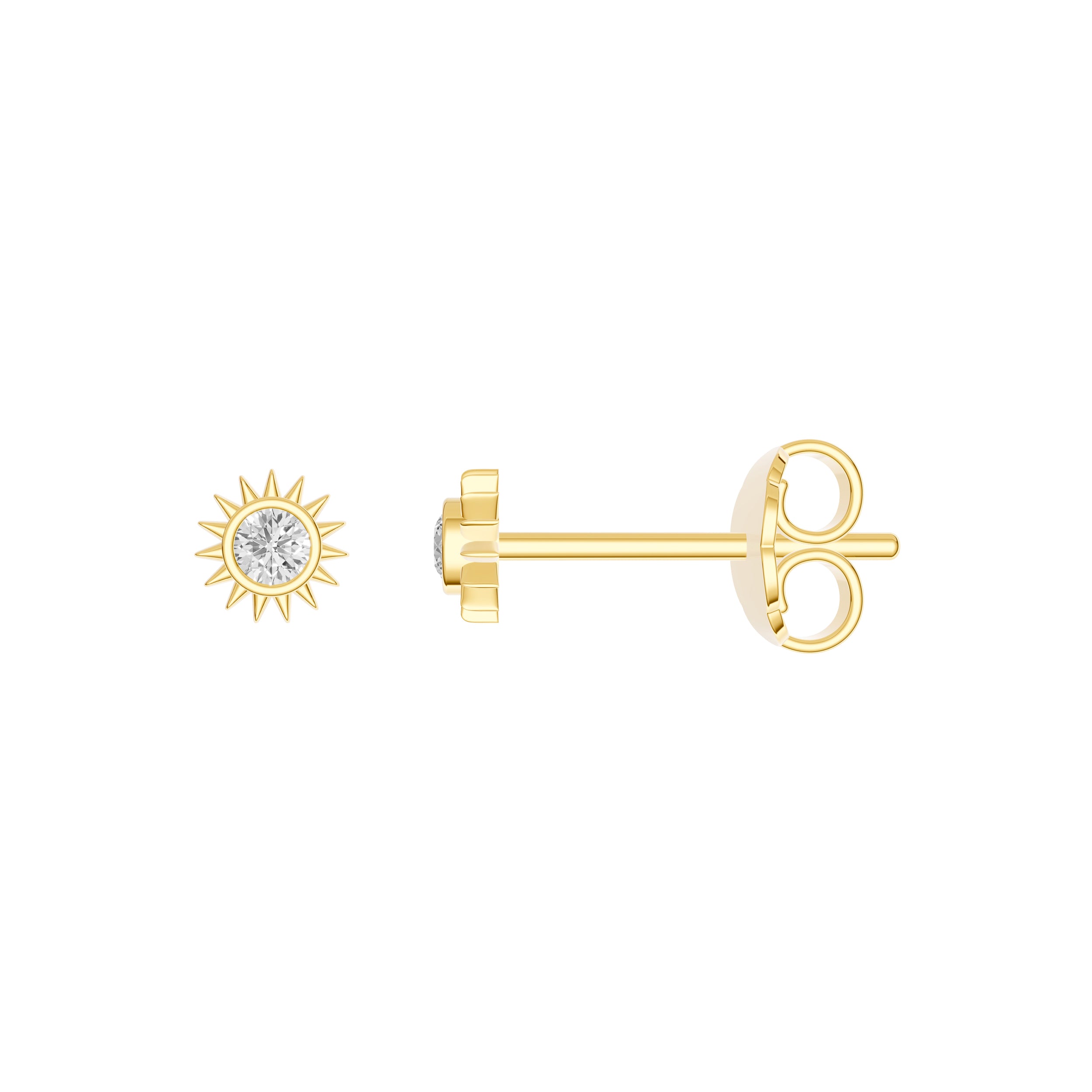 14K Yellow Gold 0.05tcw Diamond Sun Stud Earrings Birmingham Jewelry Earrings Birmingham Jewelry