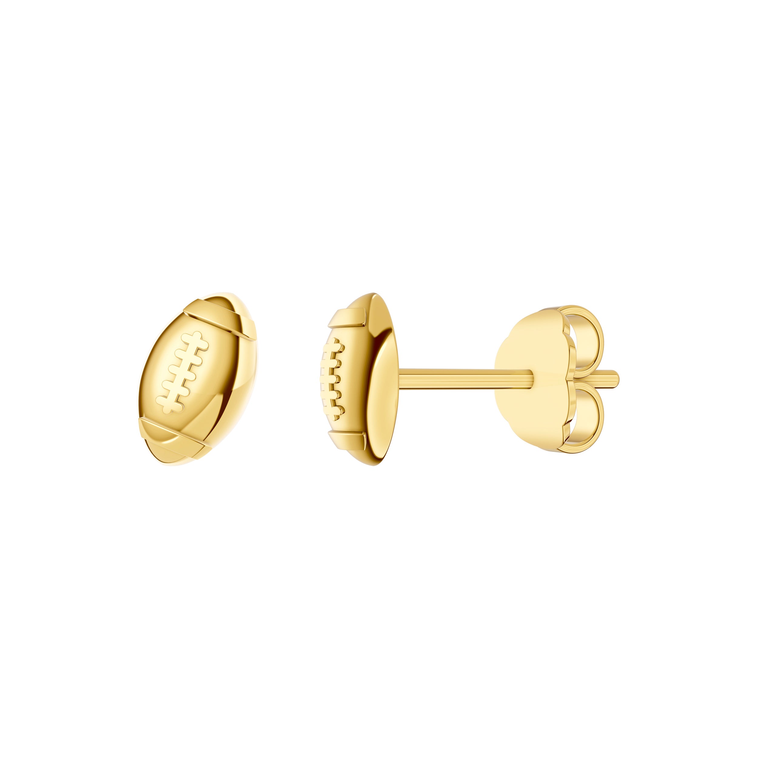 14K Yellow Gold Football Stud Earrings