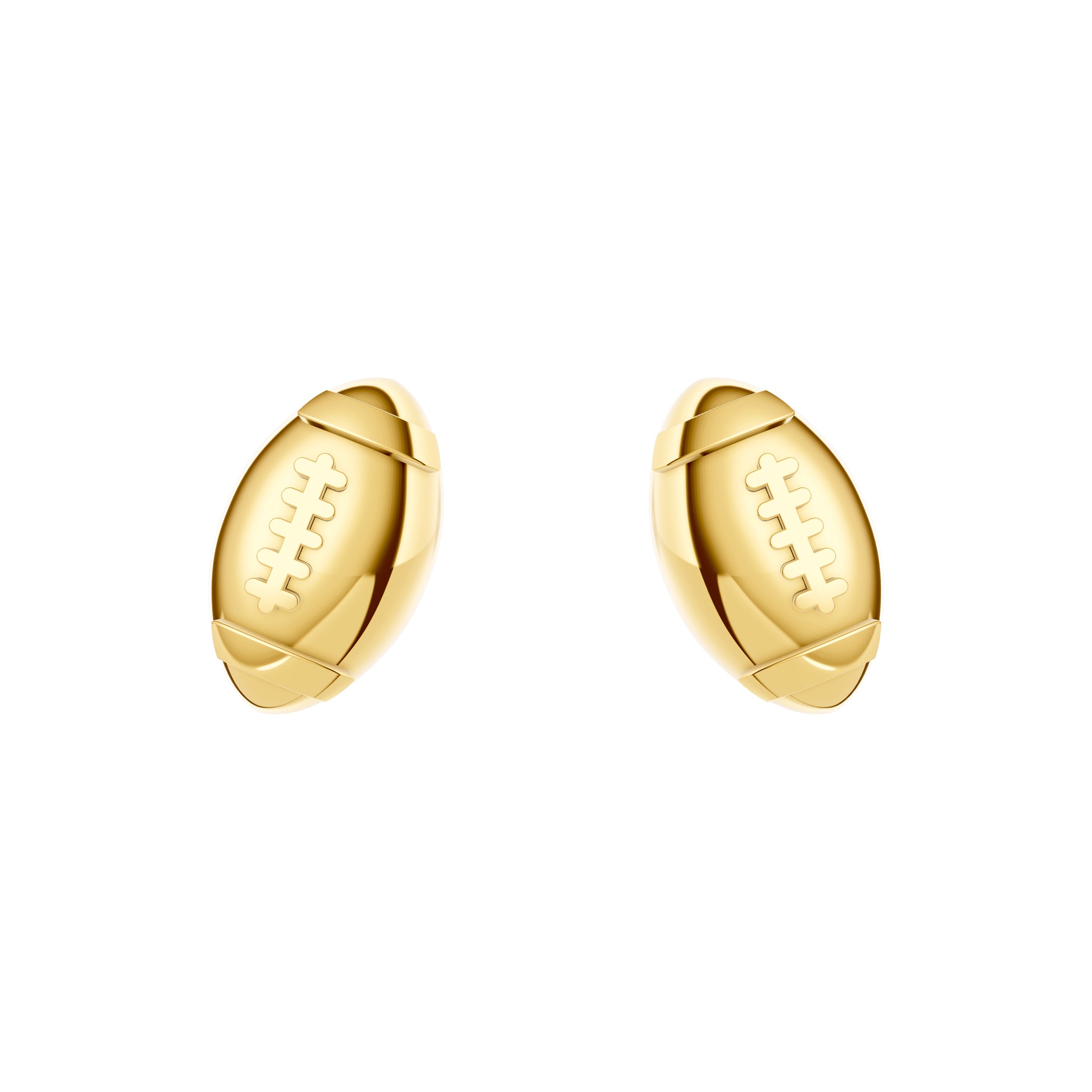 14K Yellow Gold Football Stud Earrings