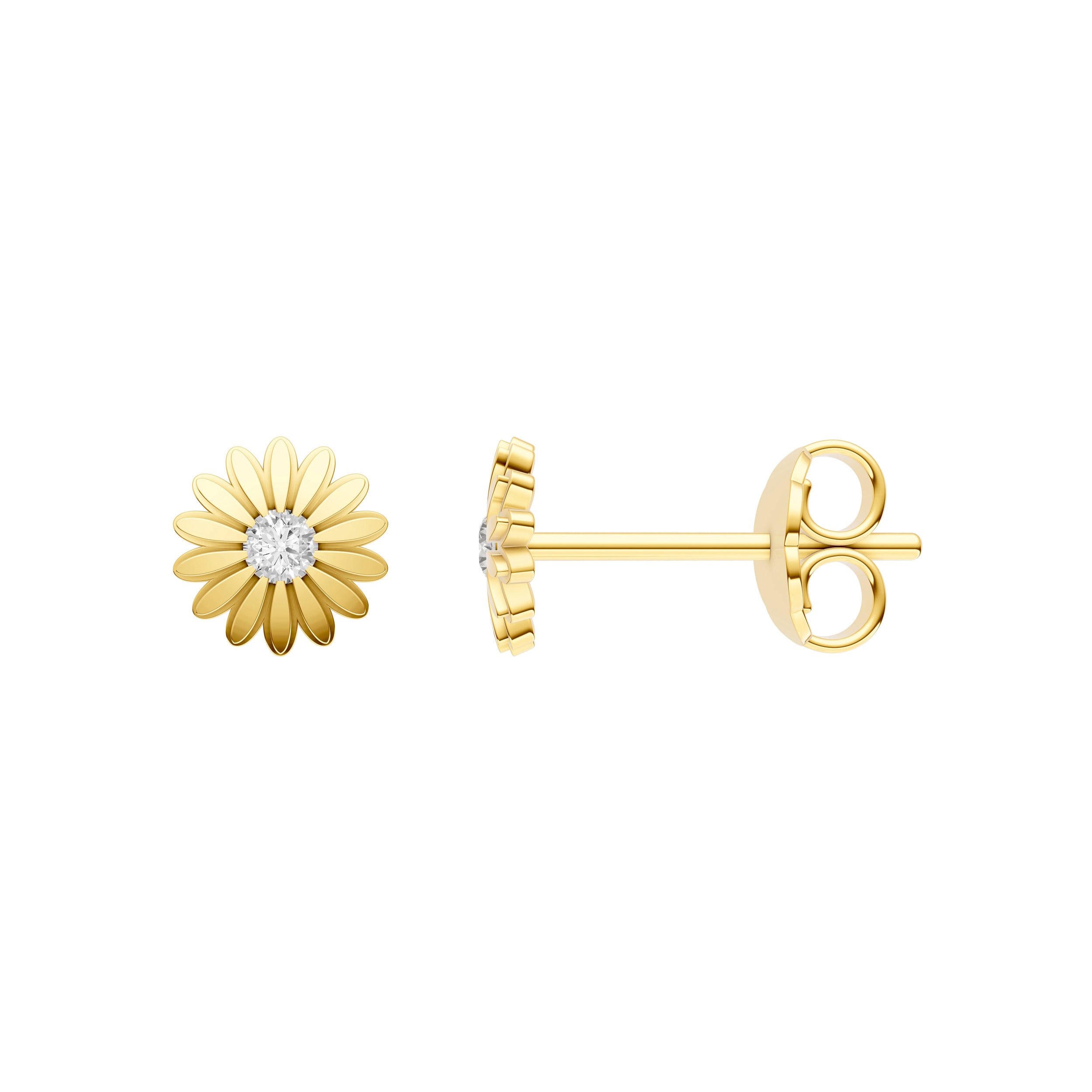 14K Yellow Gold 0.05tcw Flower Stud Earrings Birmingham Jewelry Earrings Birmingham Jewelry