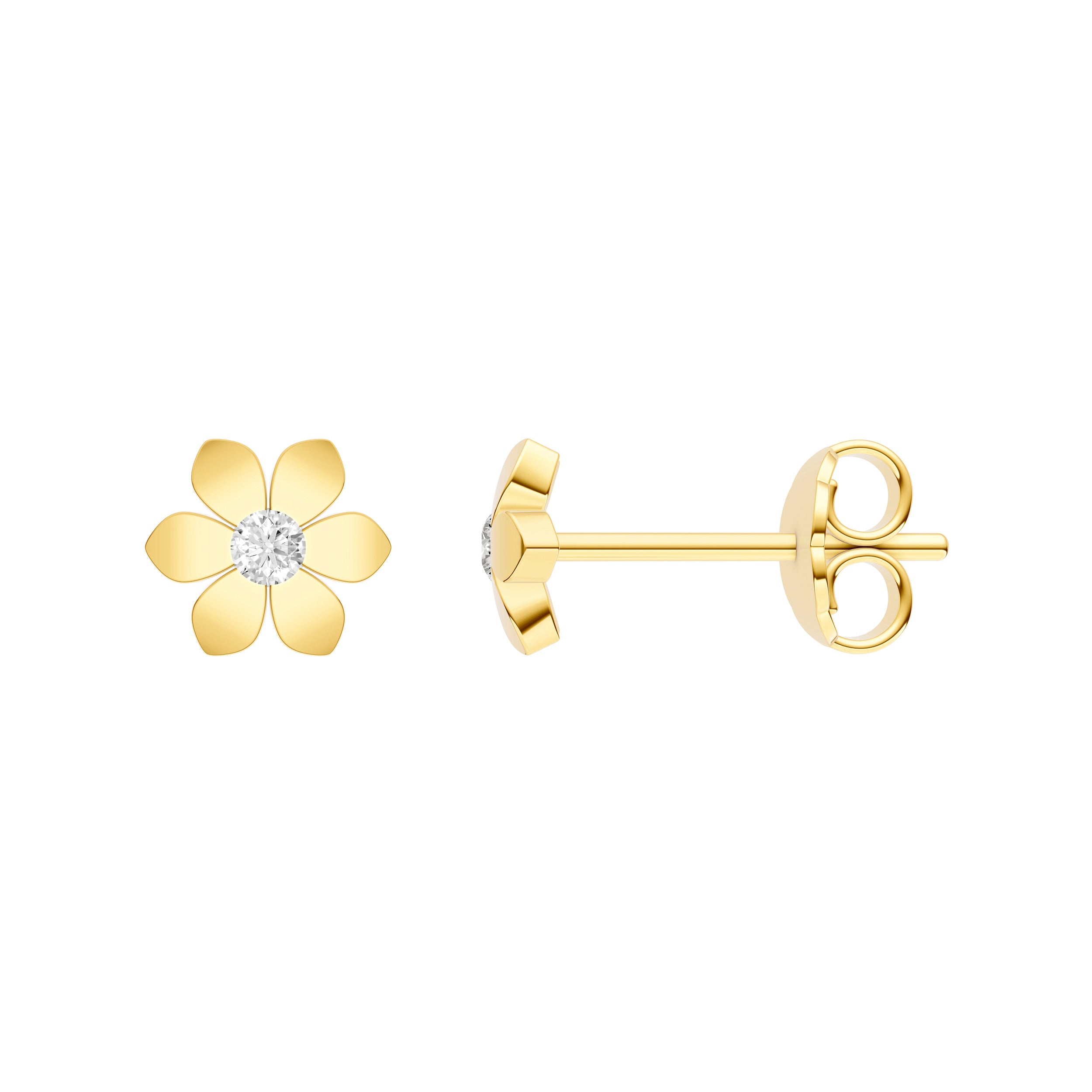 14K Yellow Gold 0.05tcw Diamond Daisy Flower Stud Earrings Birmingham Jewelry Earrings Birmingham Jewelry