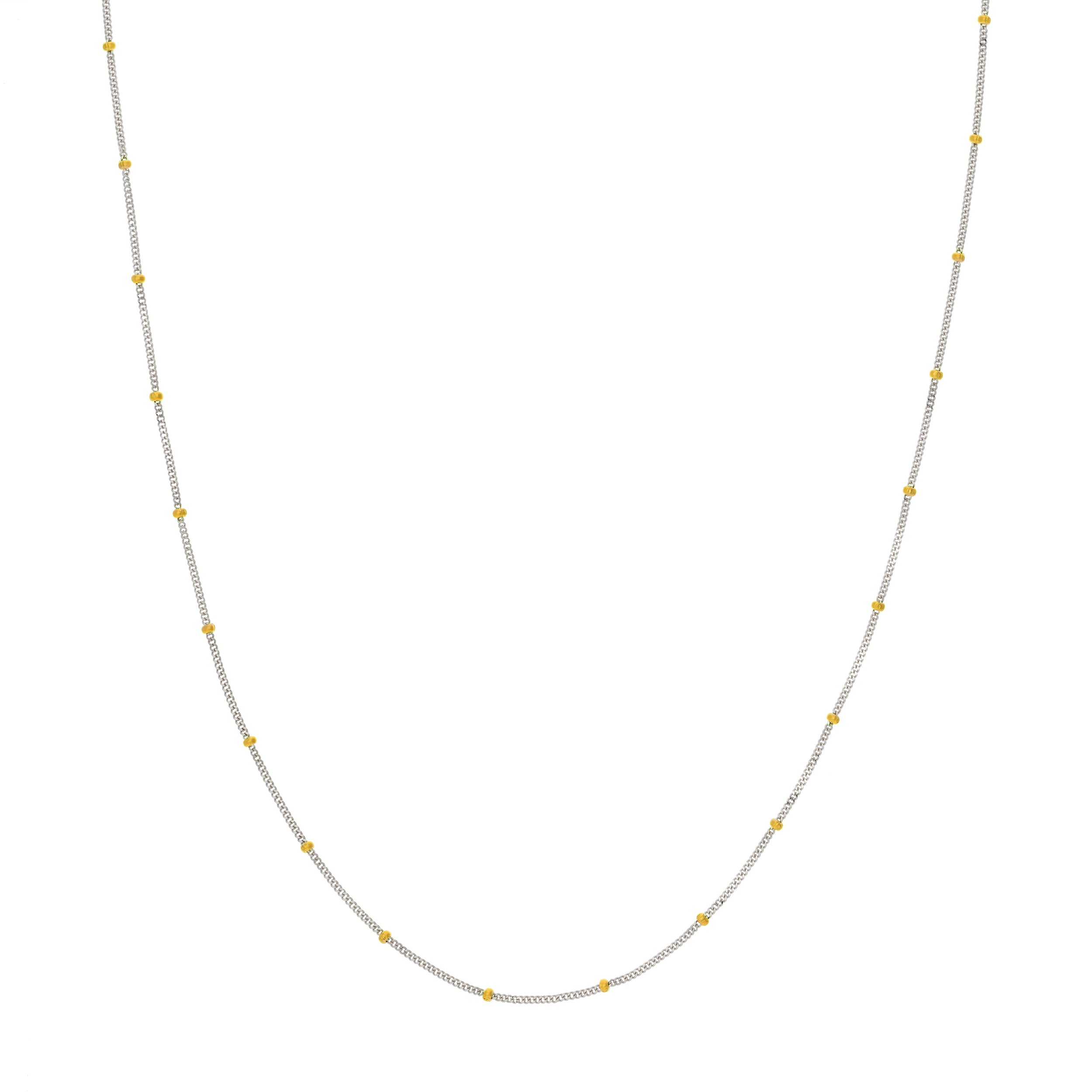 14K Gold 2.00mm Two-Tone Saturn Curb Chain with Lobster Lock
