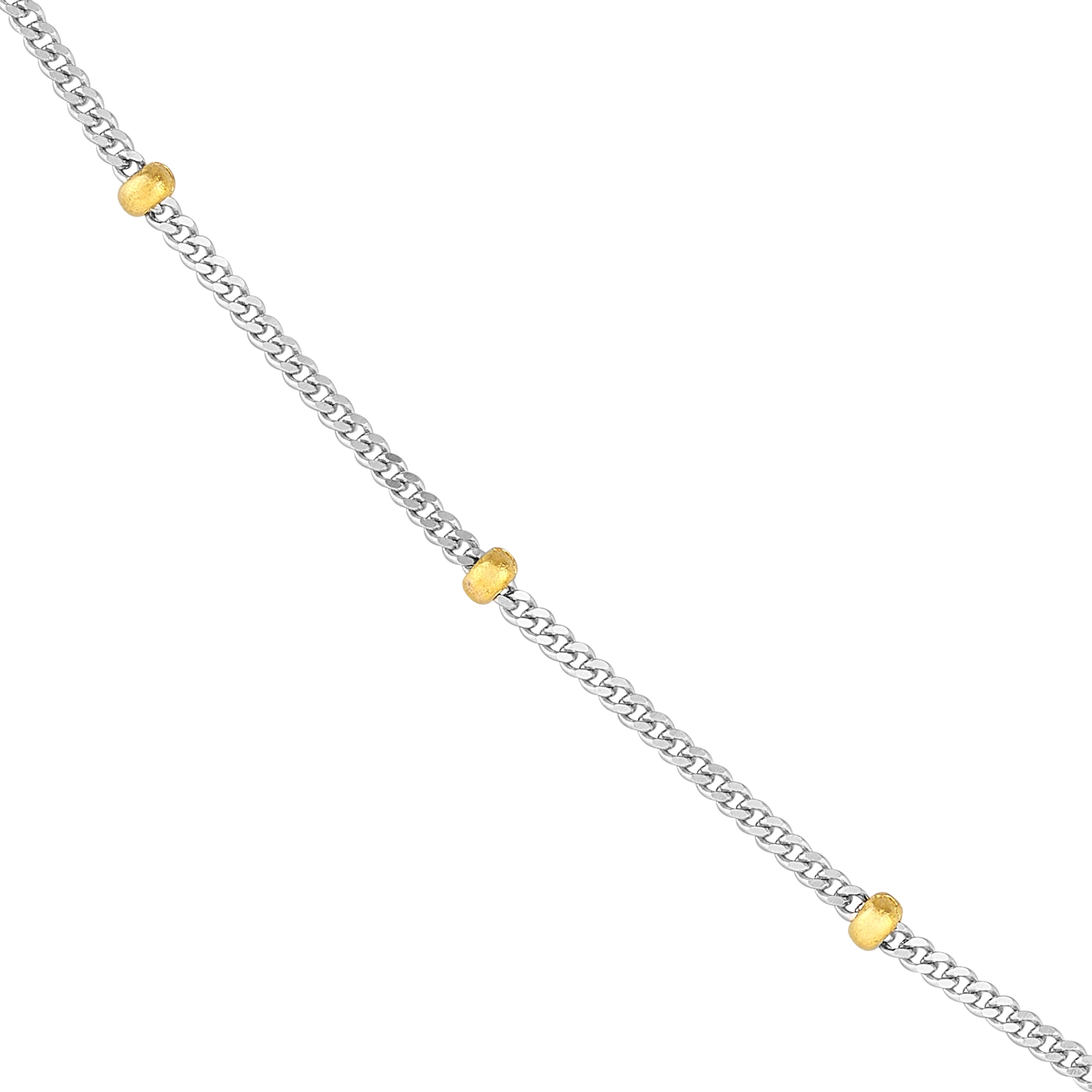 14K Gold 2.00mm Two-Tone Saturn Curb Chain with Lobster Lock