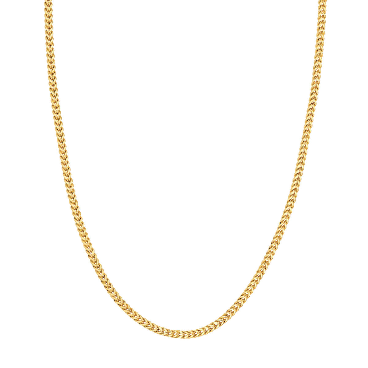 14K Yellow Gold 2.65mm Hollow Square Franco Chain