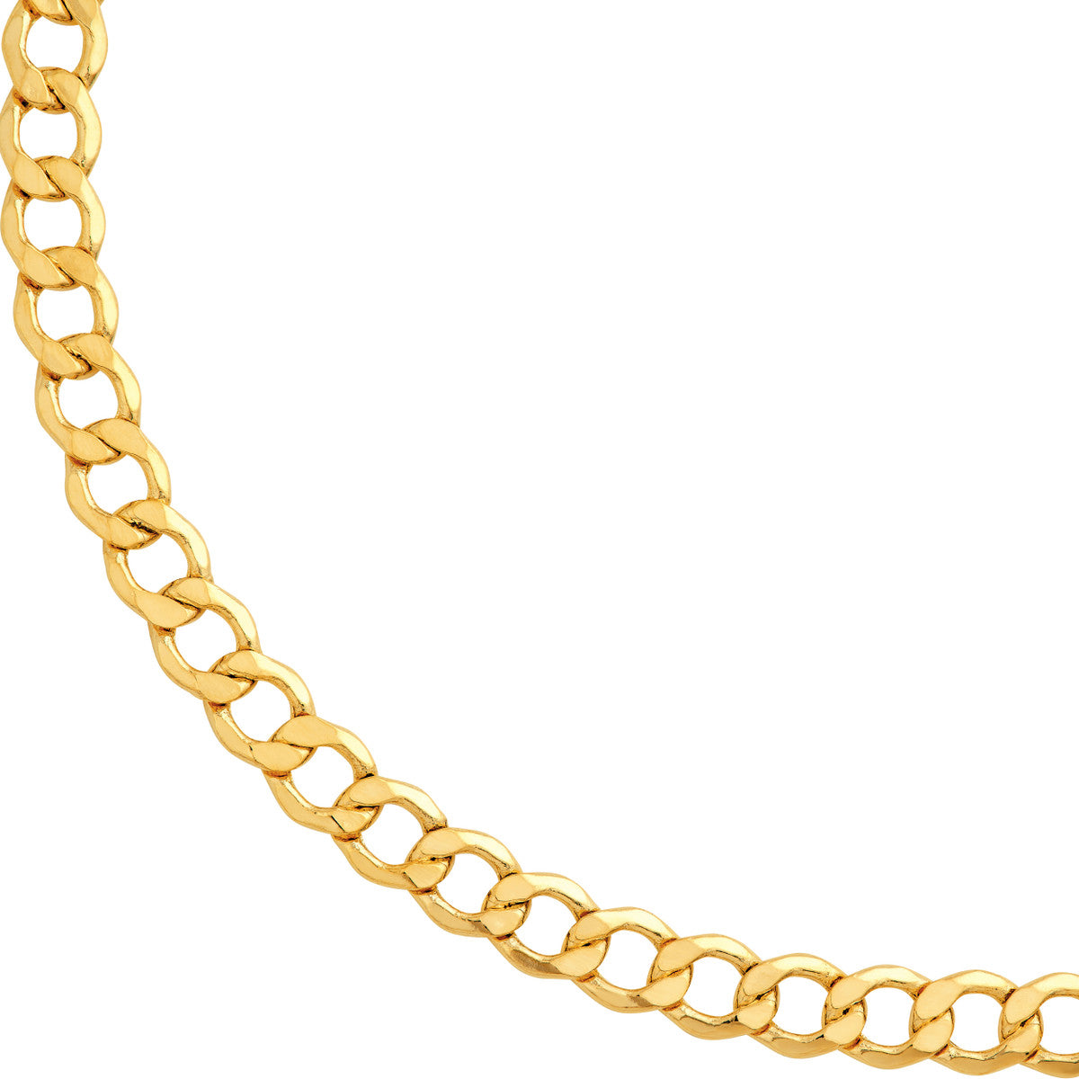14K Yellow Gold 6.50mm Hollow D/C Curb Chain Birmingham Jewelry Gold Chain Birmingham Jewelry