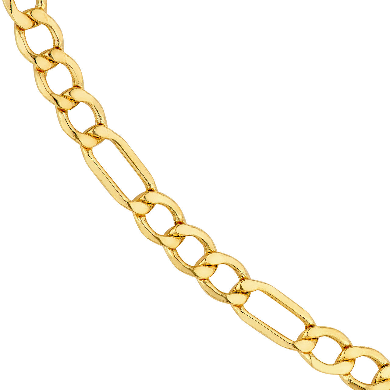14K Yellow Gold 4.40mm Hollow D/C Figaro Chain