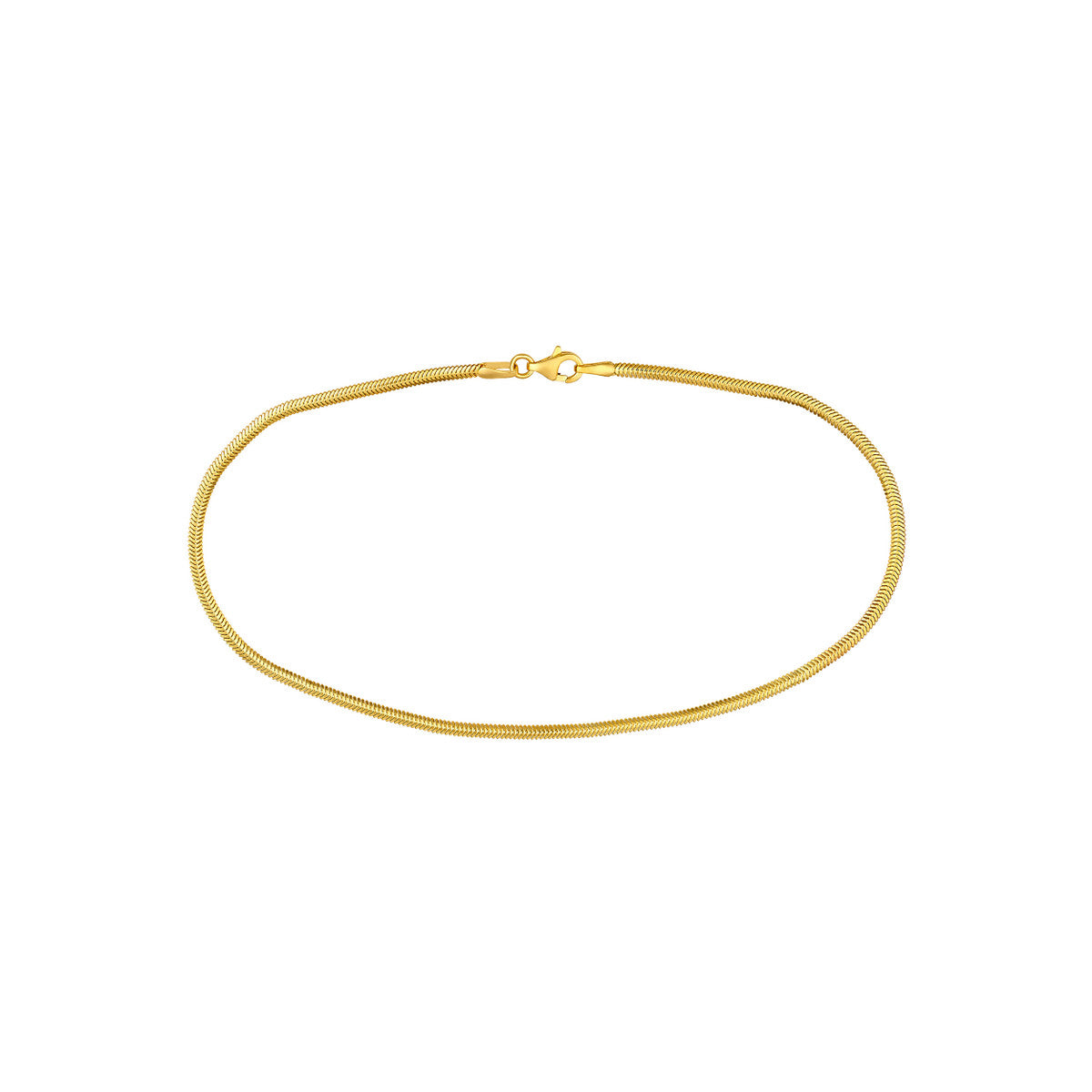 14K Yellow Gold Hollow D/C Snake Anklet
