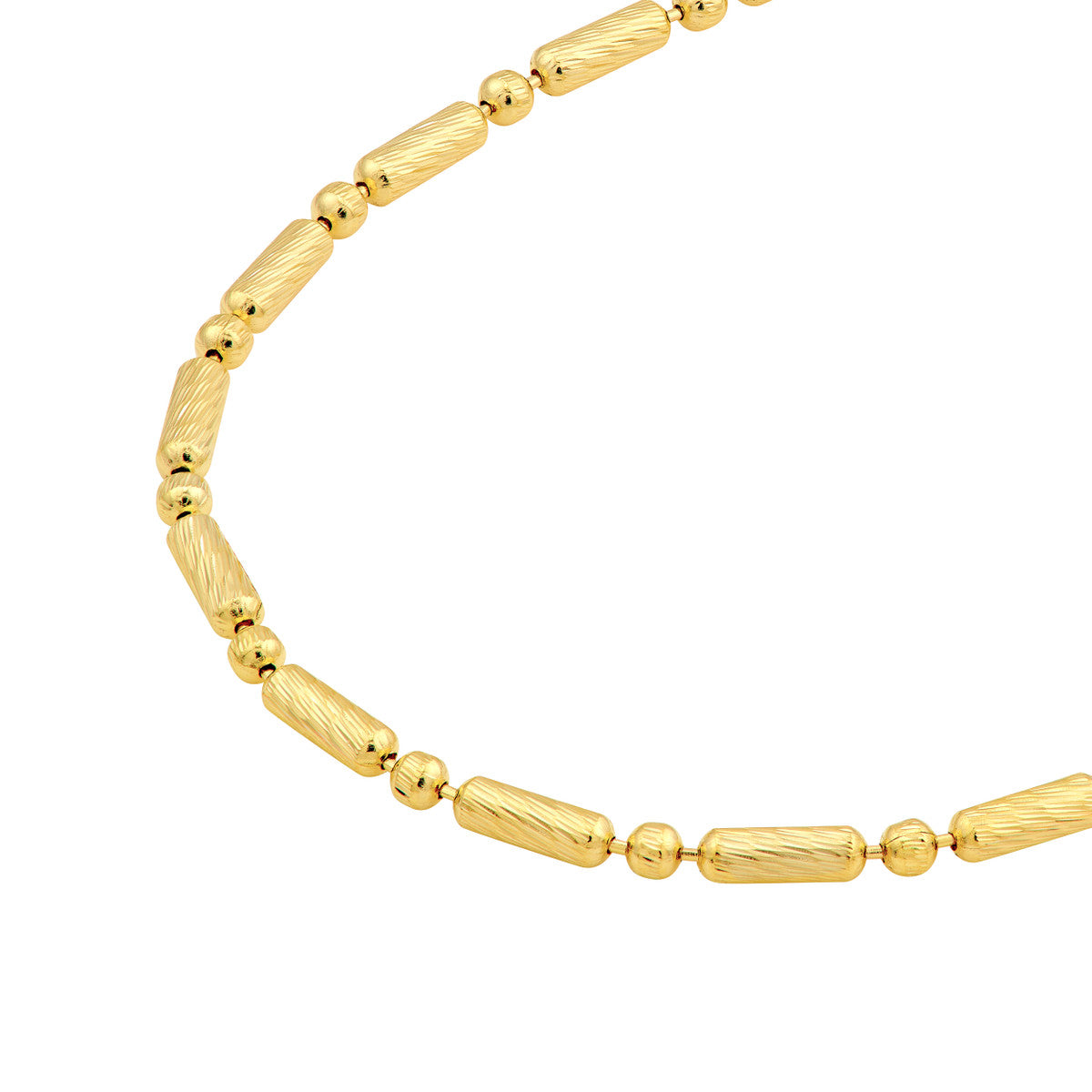 14K Yellow Gold 1.50mm D/C Bead and Long Bar Chain Necklace Birmingham Jewelry Necklace Birmingham Jewelry