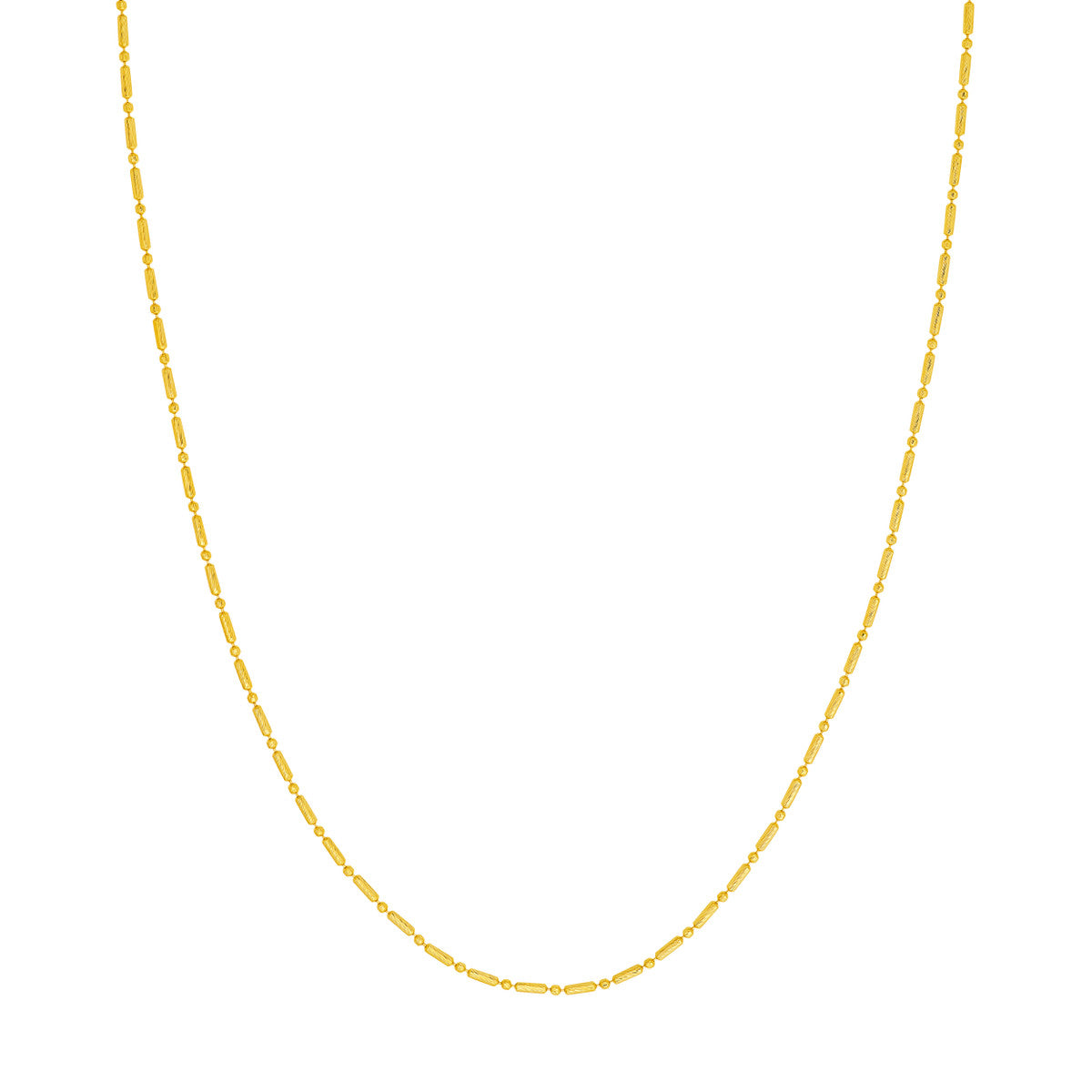 14K Yellow Gold 1.50mm D/C Bead and Long Bar Chain Necklace Birmingham Jewelry Necklace Birmingham Jewelry