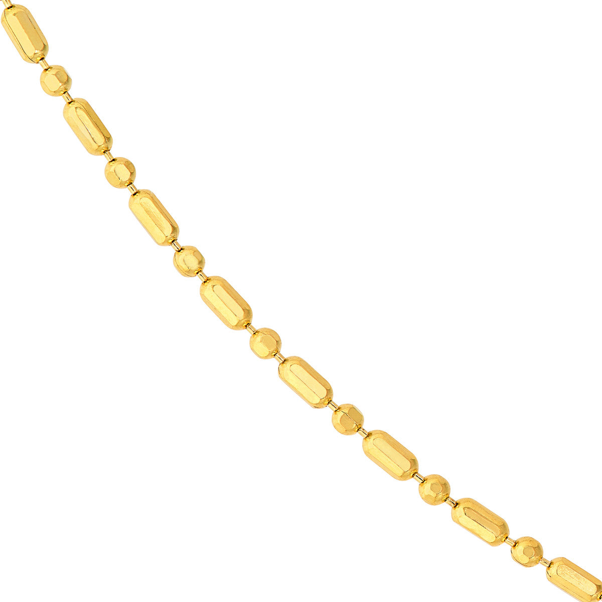 14K Yellow Gold 1.00mm D/C Bead and Bar Chain