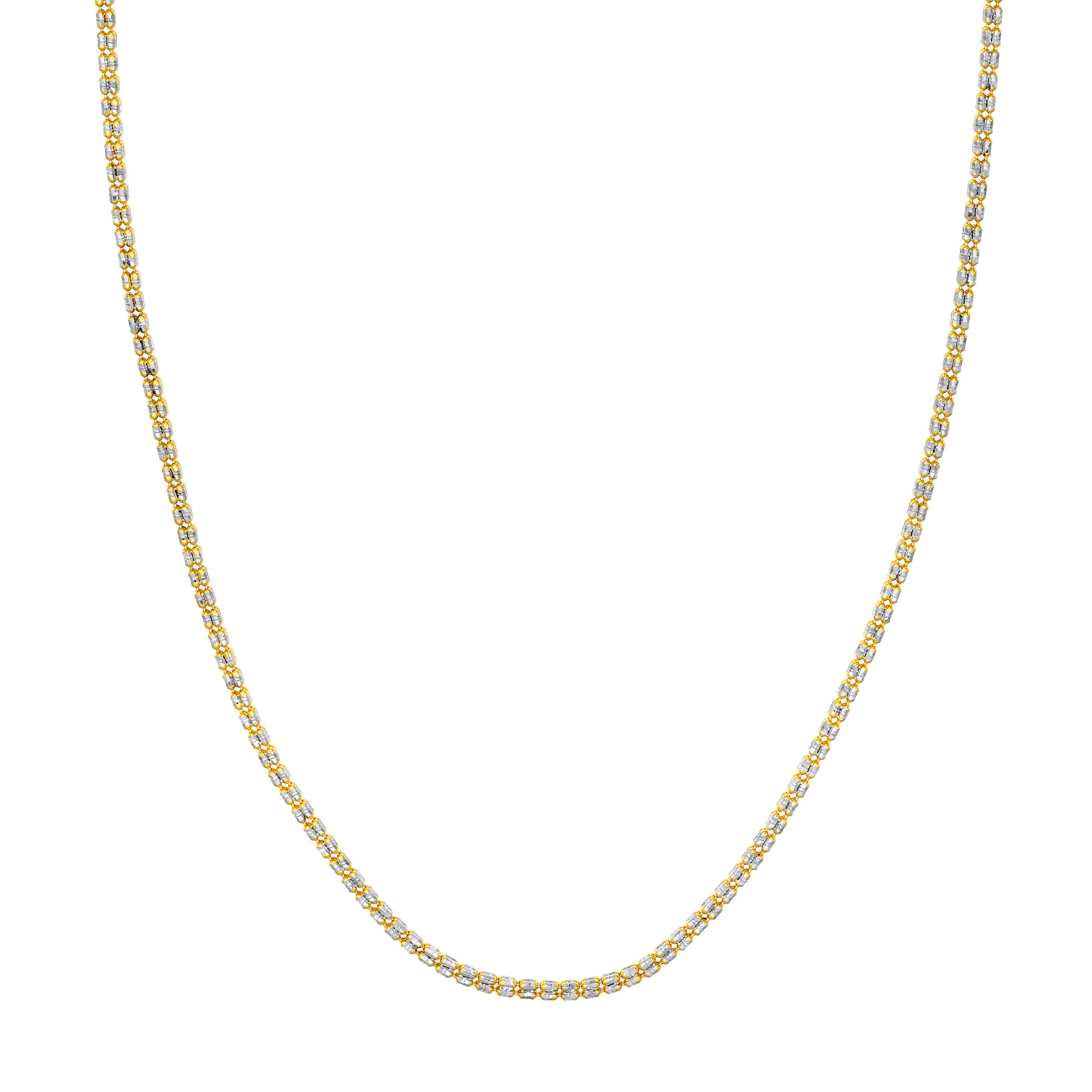14K Two-Tone Gold 2.40mm Pave D/C Bizmark Bead Bar Chain Birmingham Jewelry Chain Birmingham Jewelry